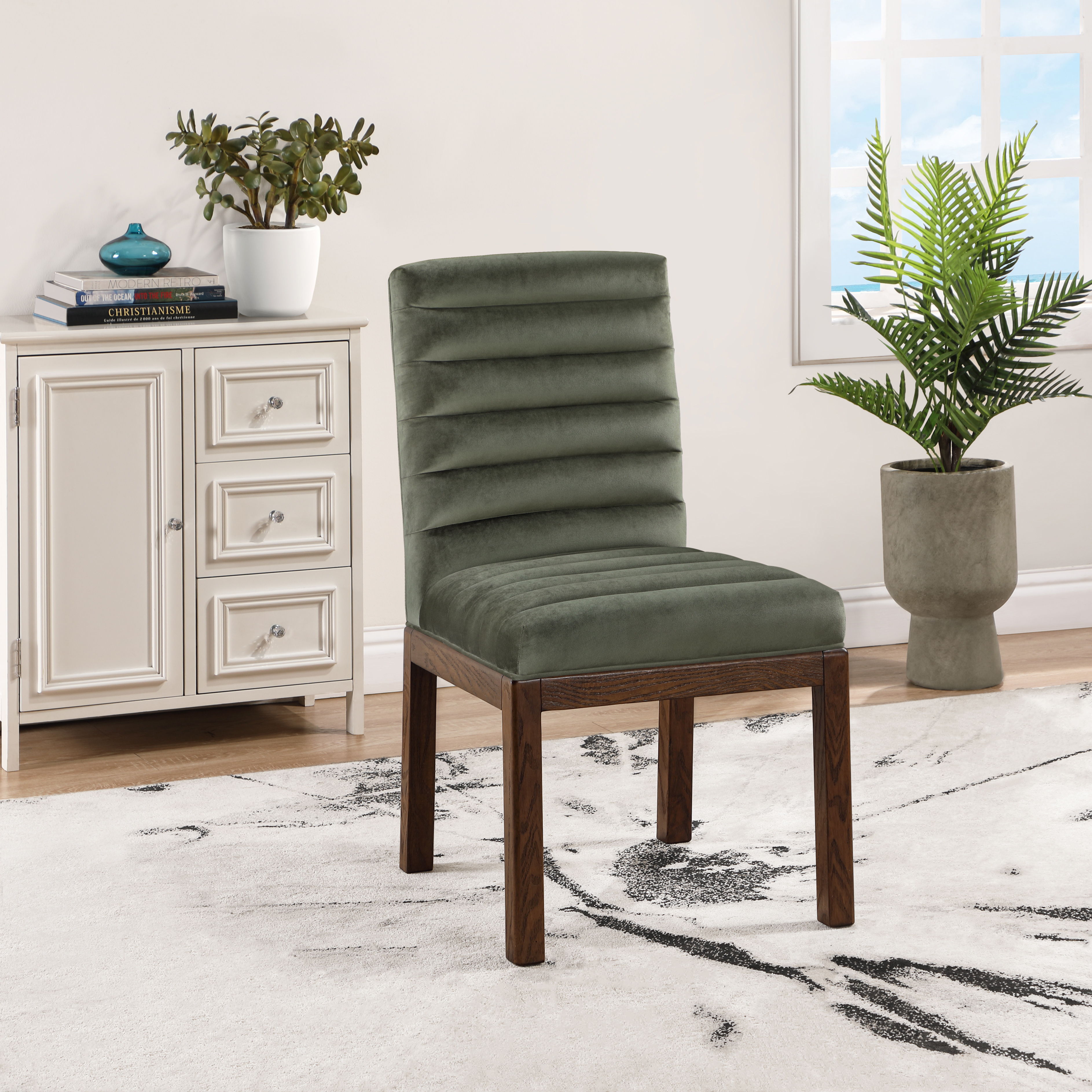 Evelyn - Dining Chair With Brown Legs - Green