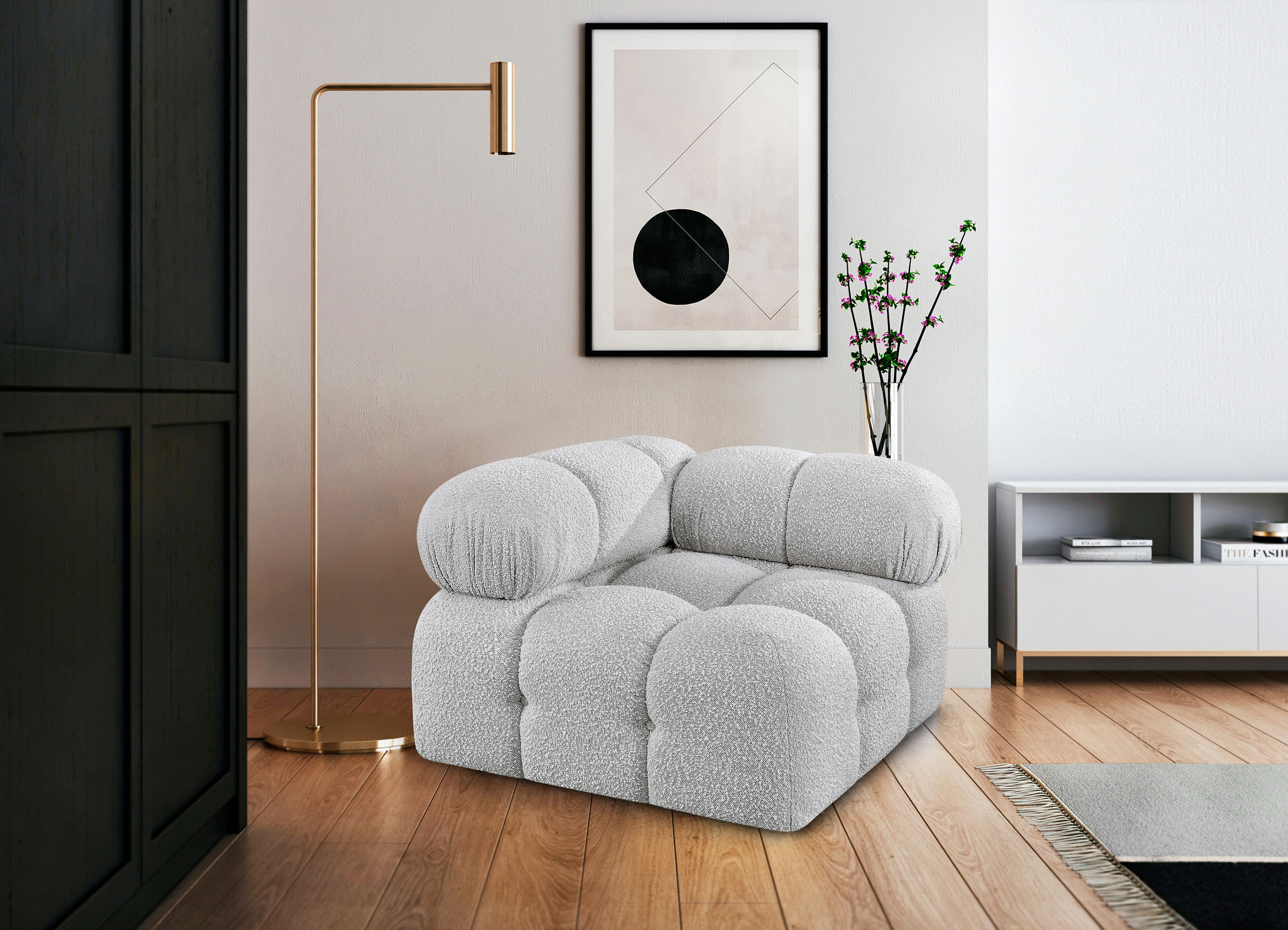Ames - Corner Chair - Gray