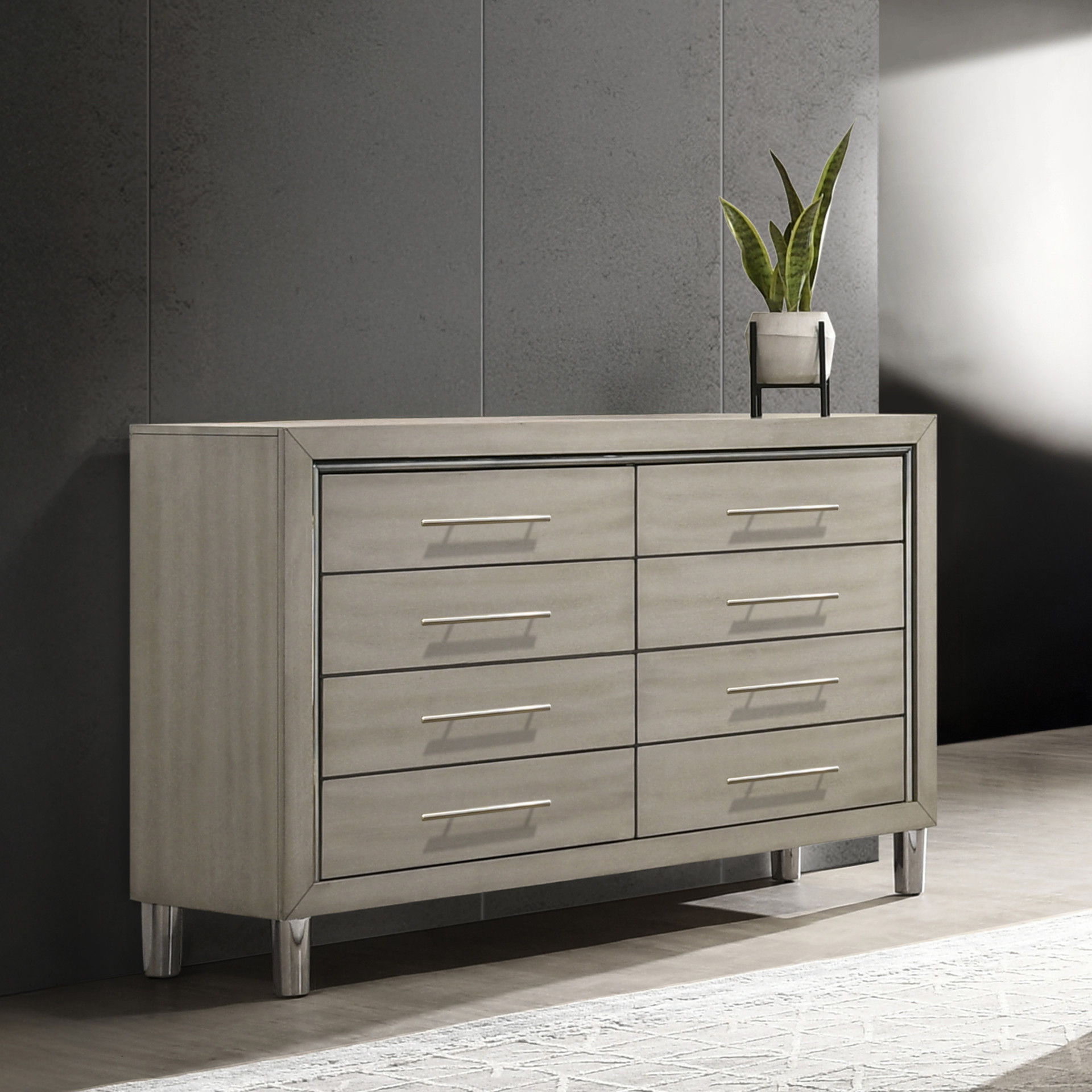 Lennox - 8 Drawer Dresser - Gray, gray