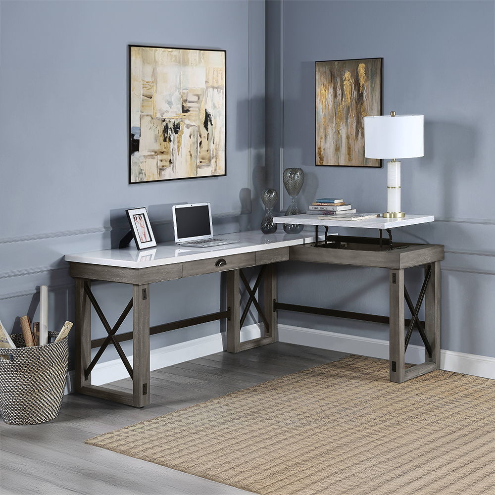 Talmar - Writing Desk With Lift Top - Marble Top & Weathered Gray, dark gray, view 5
