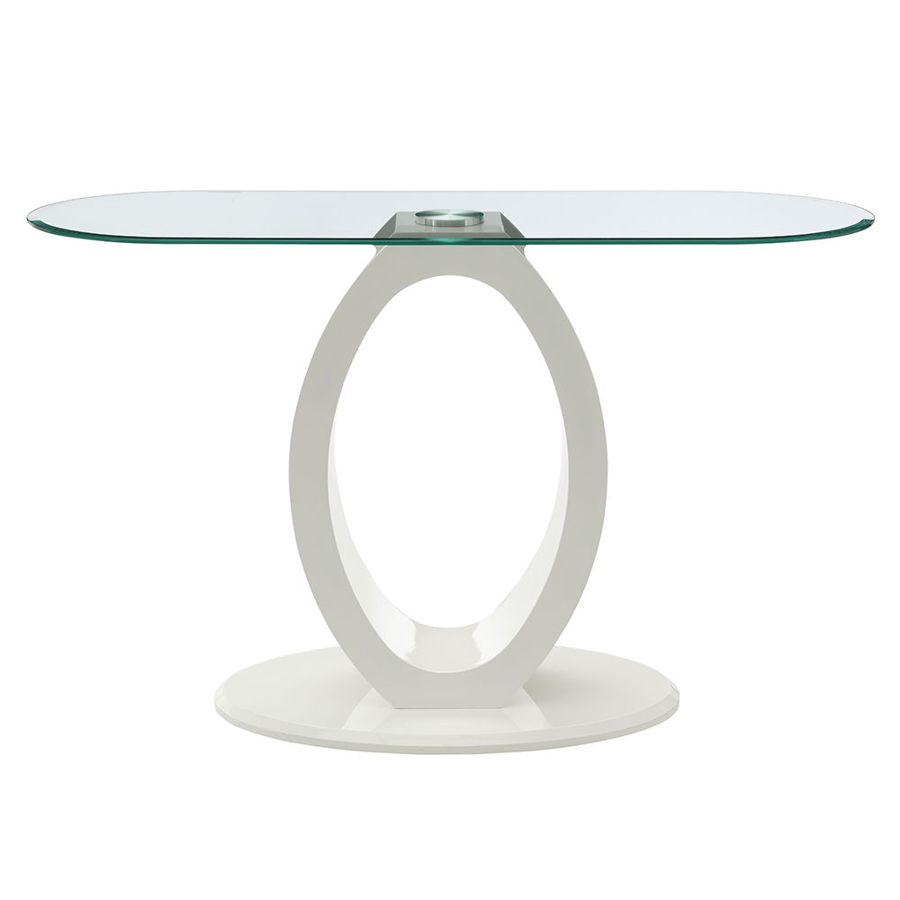 Larry - Sofa Table - Glass Top, White High Gloss Finish, white, view 6