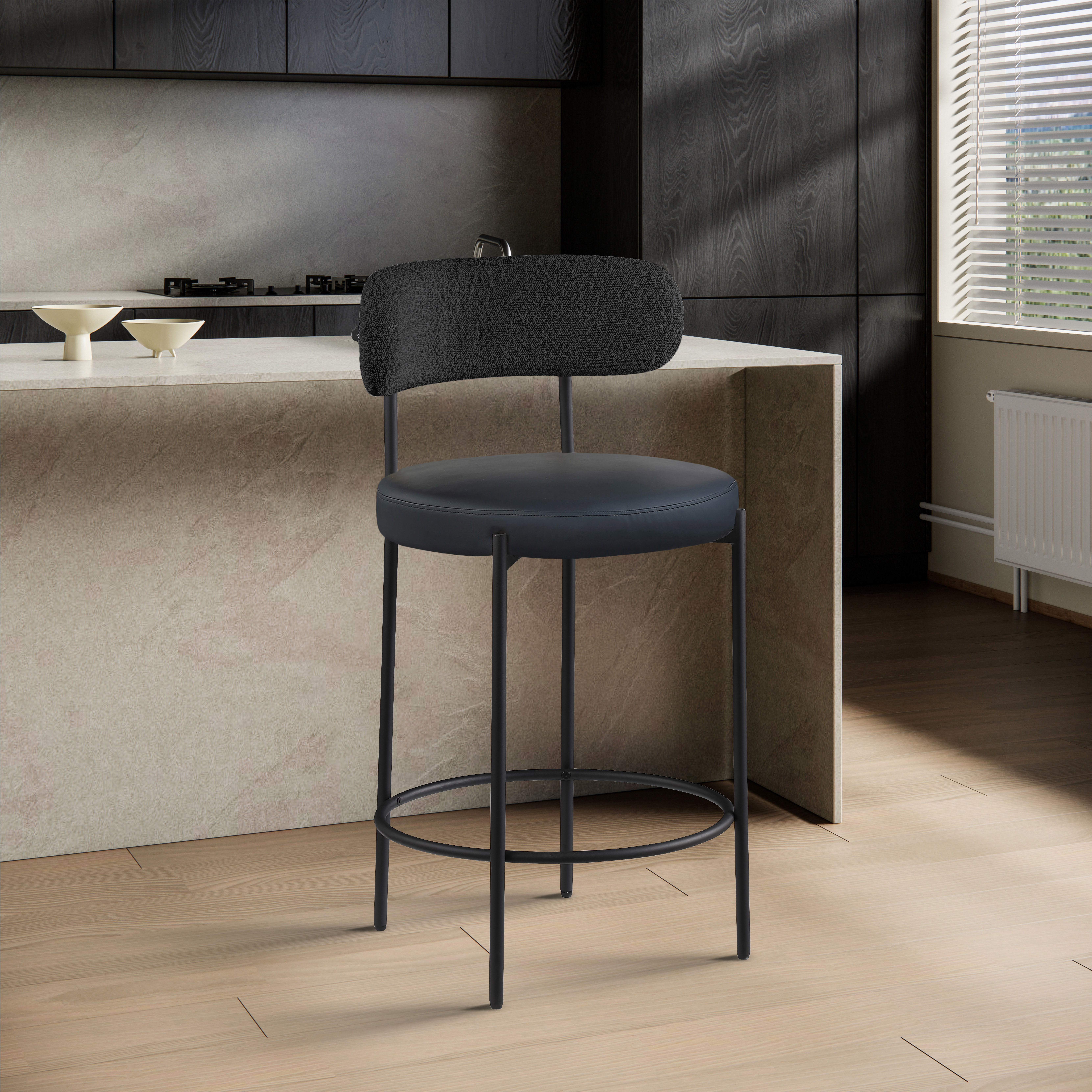 Beacon - Faux Leather Stool (Set of 2) - Black