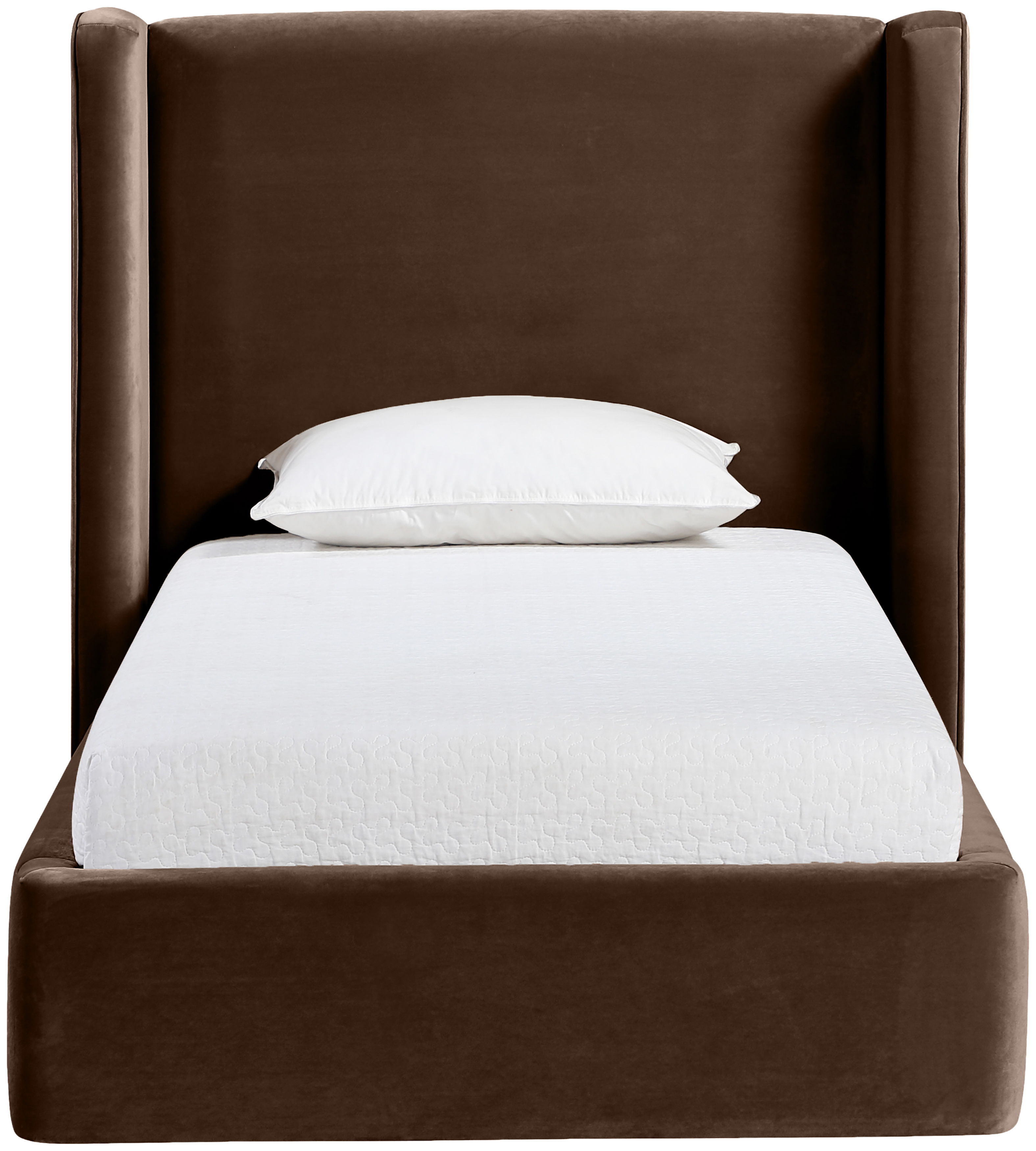 Kendall - Velvet Upholstered Twin Bed - Brown