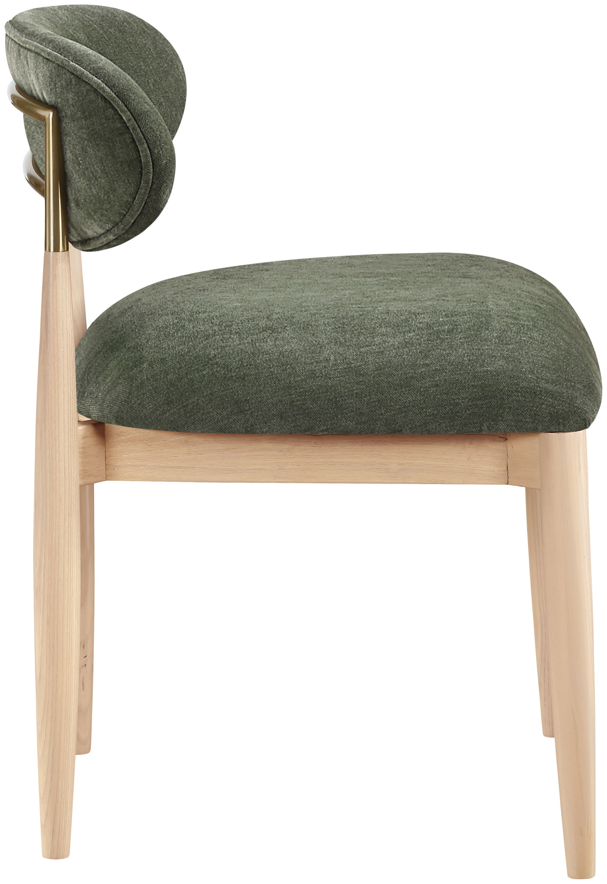 Riccio - Performance Fabric Upholstered Dining Side Chair (Set of 2) With Light Brown Legs - Olive