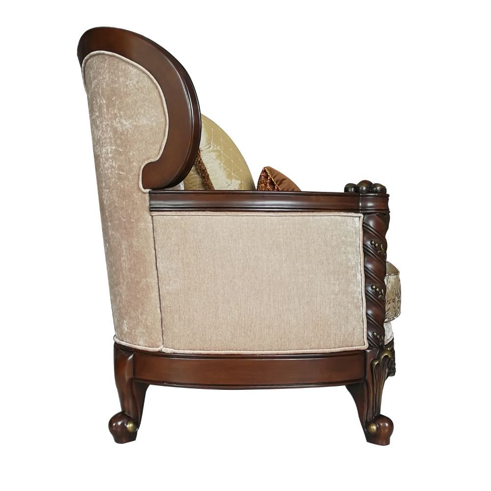Devayne - Chair With 2 Pillows (Same Lv01584) - Pattern Fabric & Dark Walnut, beige, view 4