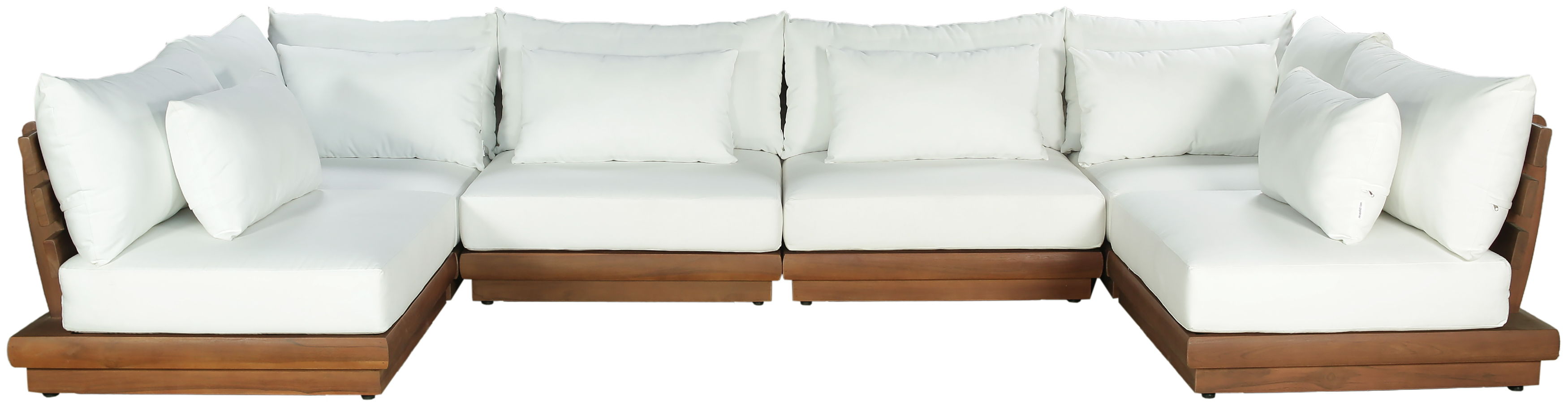 Mirella - 6 Piece Water Resistant Fabric 150" Upholstered Outdoor Patio Modular Sectional - Off-White