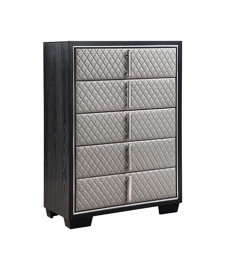 Nicola - Chest - Silver Synthetic Leather & Black, silver, view 7