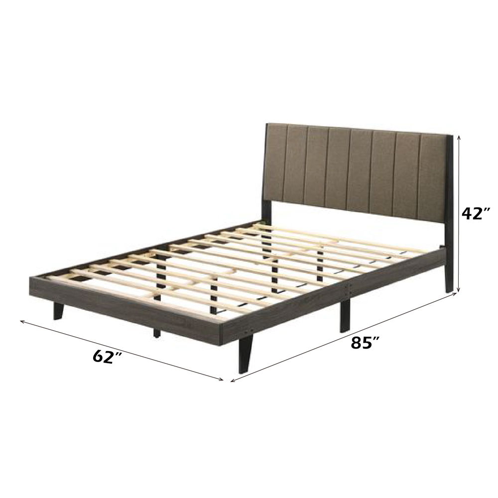 Valdemar - Queen Bed - Brown Fabric & Weathered Gray, dark brown, view 6