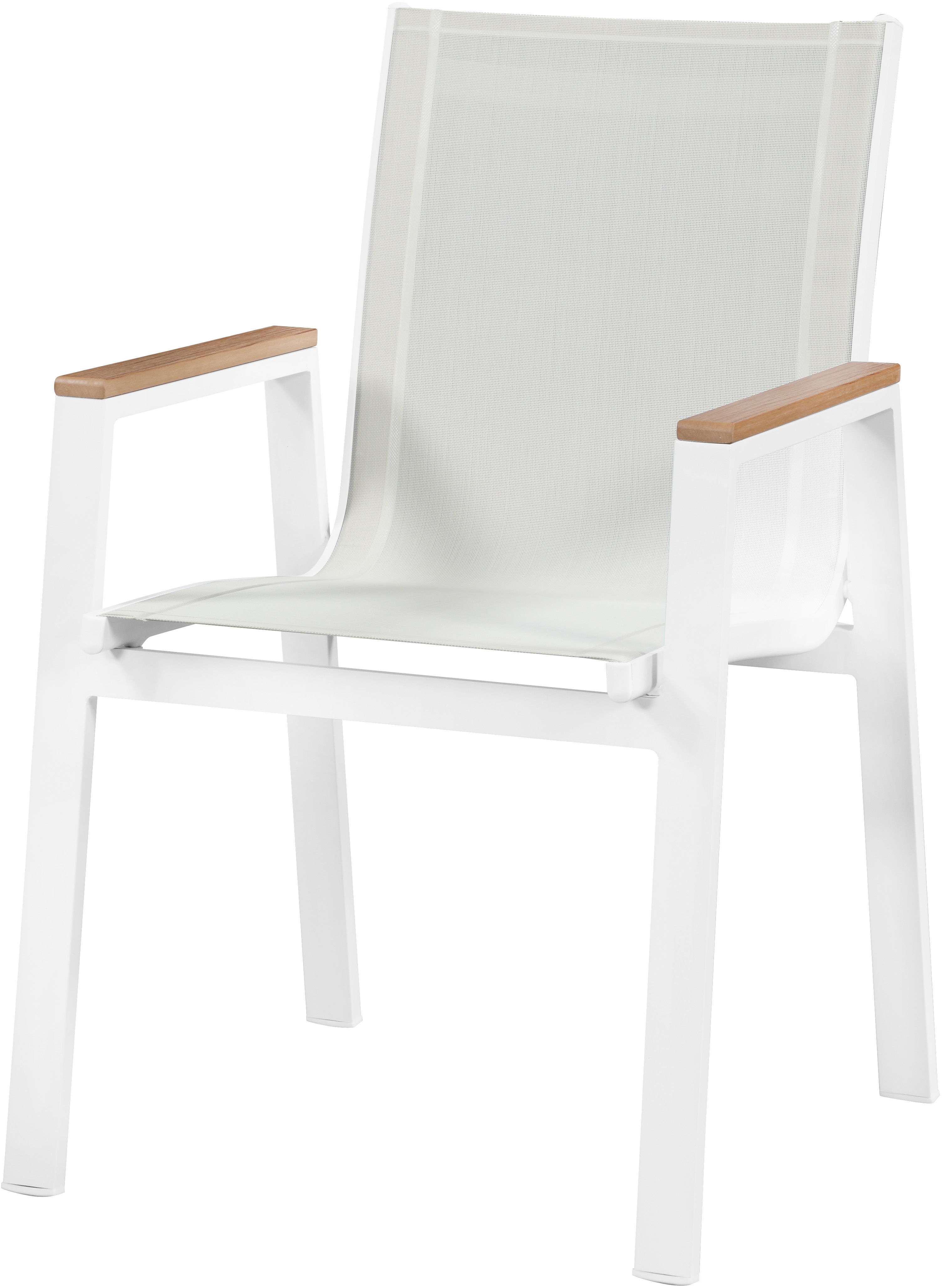 Nizuc - Outdoor Patio Dining Arm Chair With White Frame And Natural Arms (Set of 2) - White