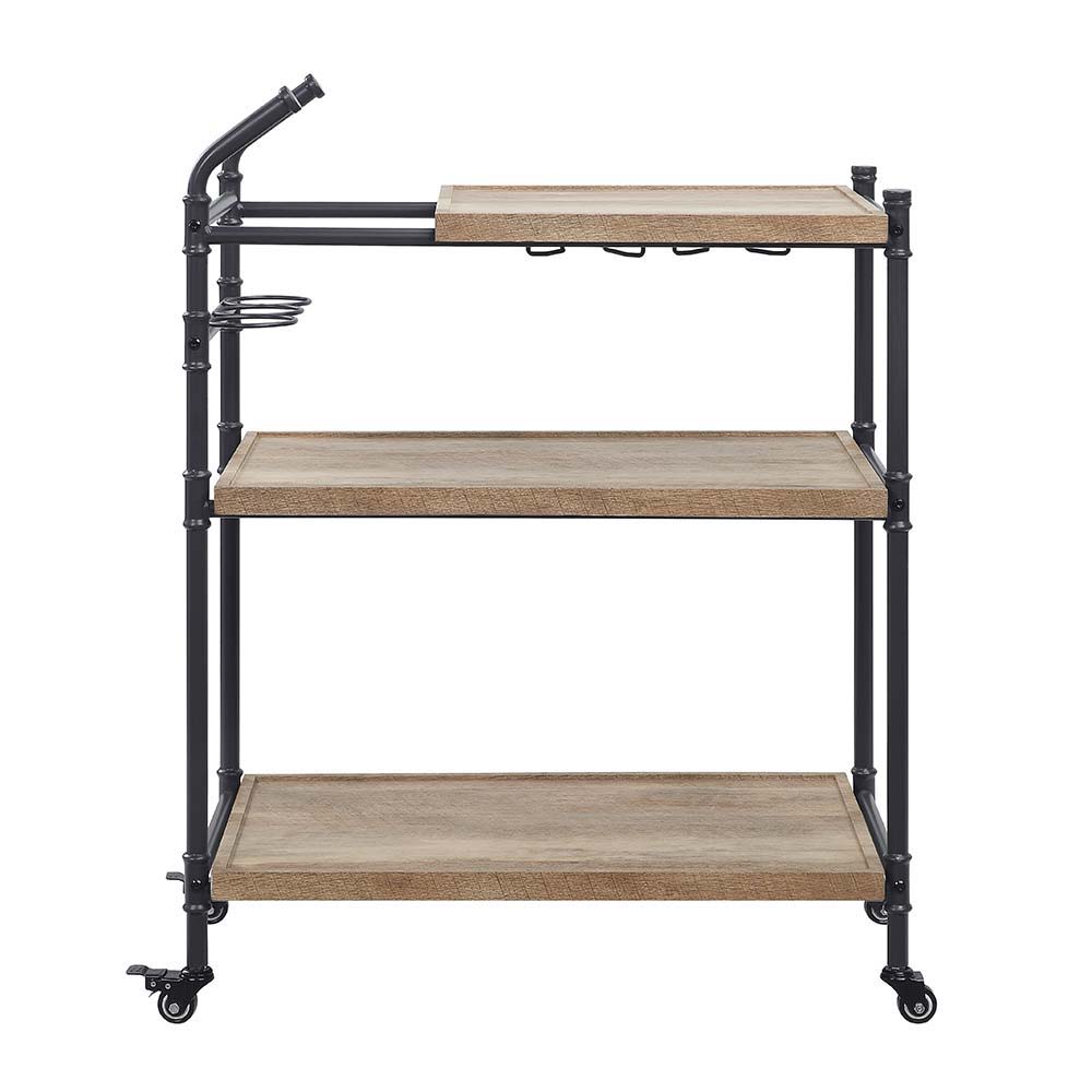Brantley - Serving Cart - Oak & Sandy Black, light brown, view 2