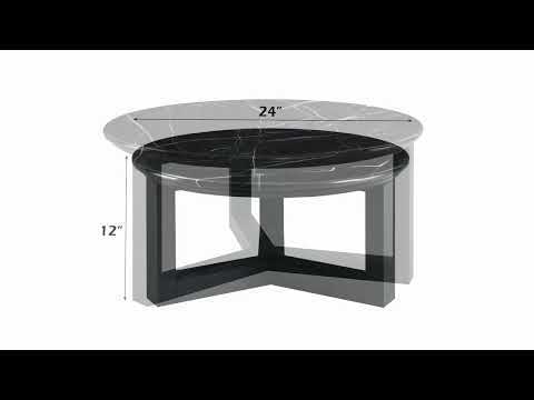 Dara - Coffee Table - Natural Marble Top & Black, black, view 7