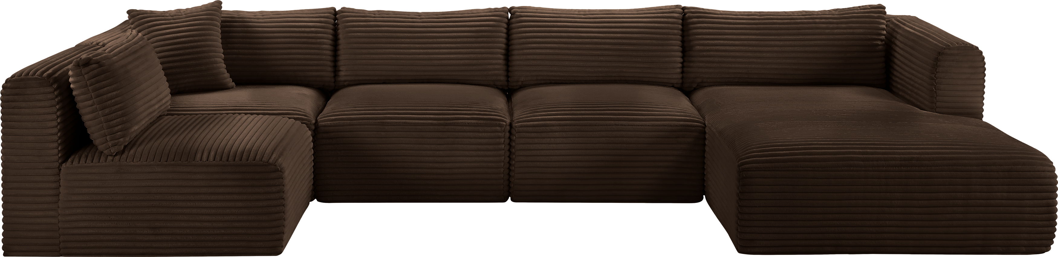 Shaggy - 5 Piece Modular U-Shaped Sectional - Brown