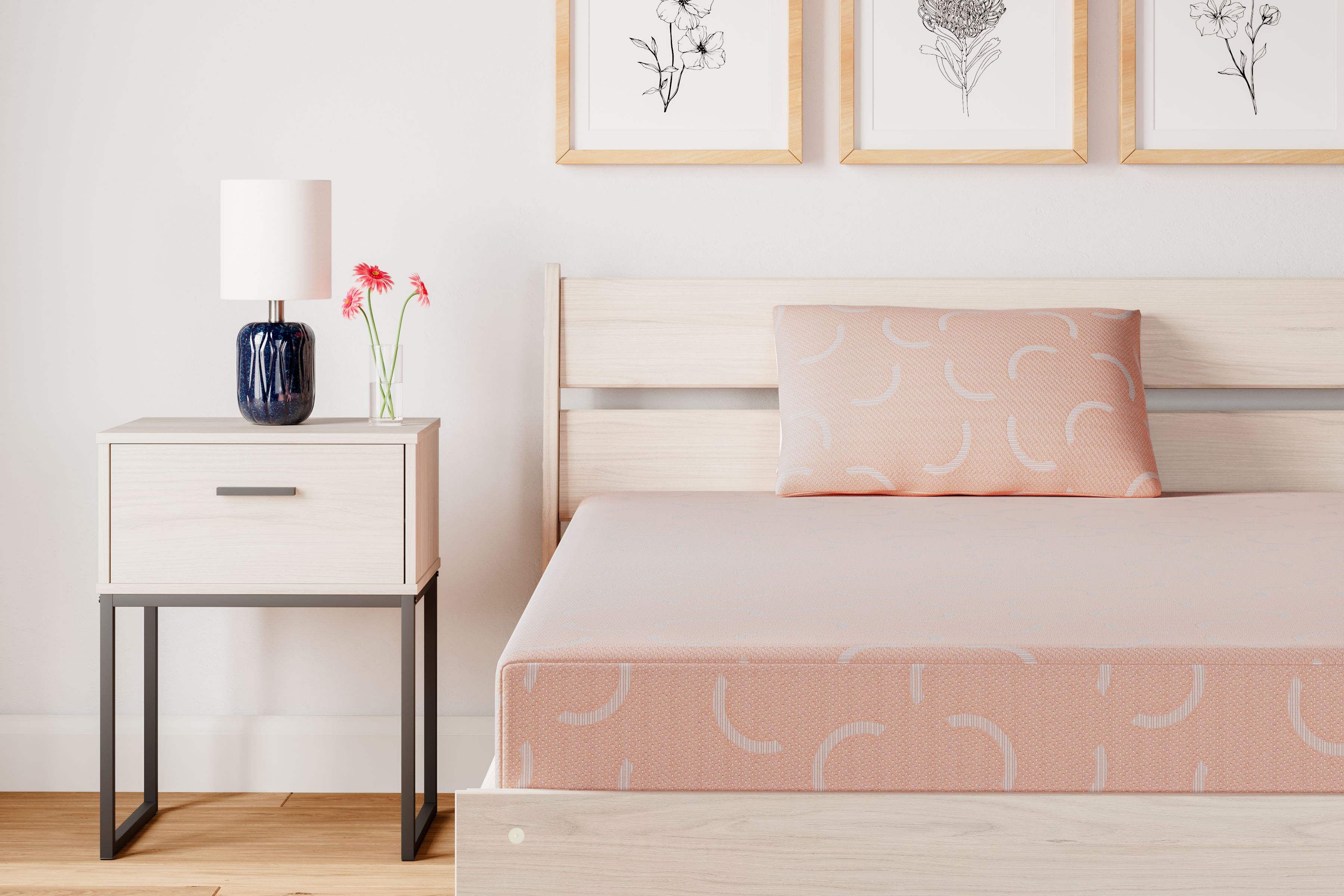 Ashley Furniture Ikidz Coral - Twin Mattress and Pillow Set of 2 - Coral - Image 6