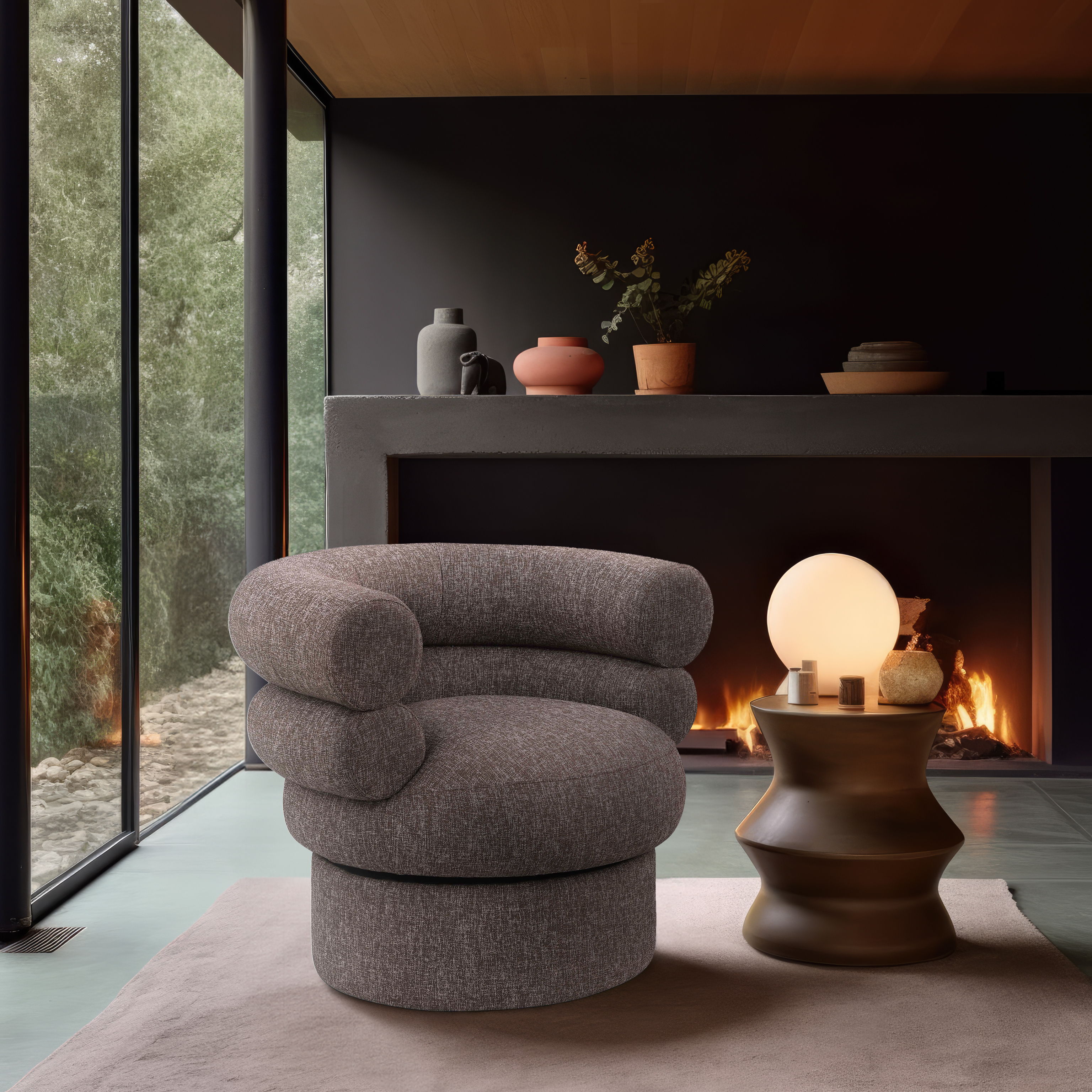 Valentina - Accent Swivel Chair - Brown