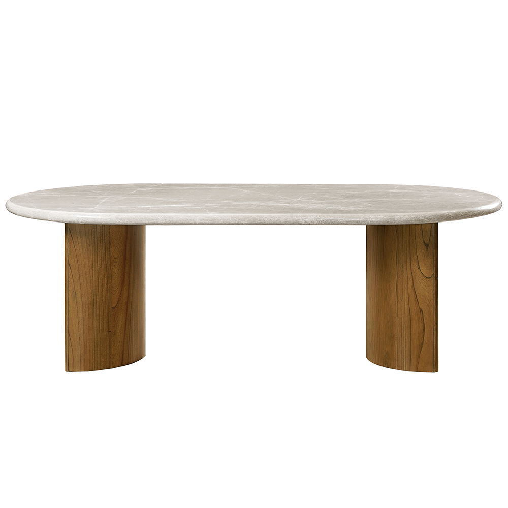 Darcy - Dining Table - Natural Marble Top & Dark Walnut, light brown, view 7