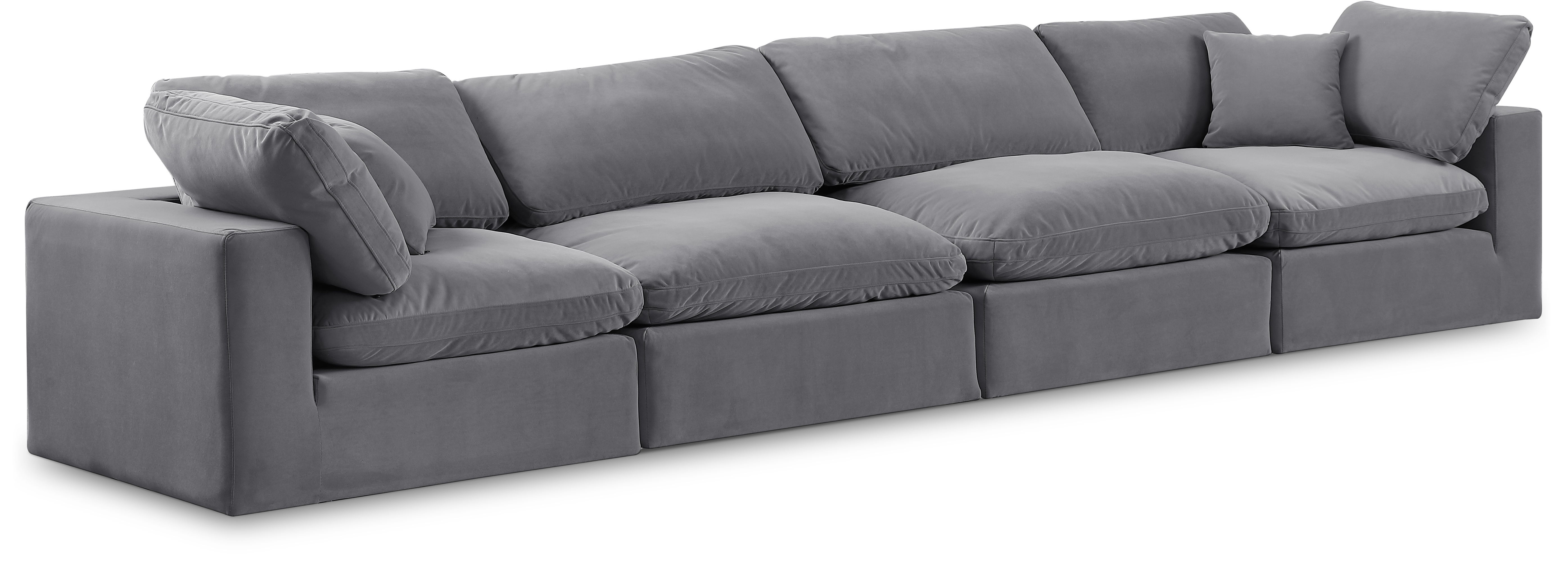 Comfy - Velvet Modular Sofa 4 Seats - Dark Gray