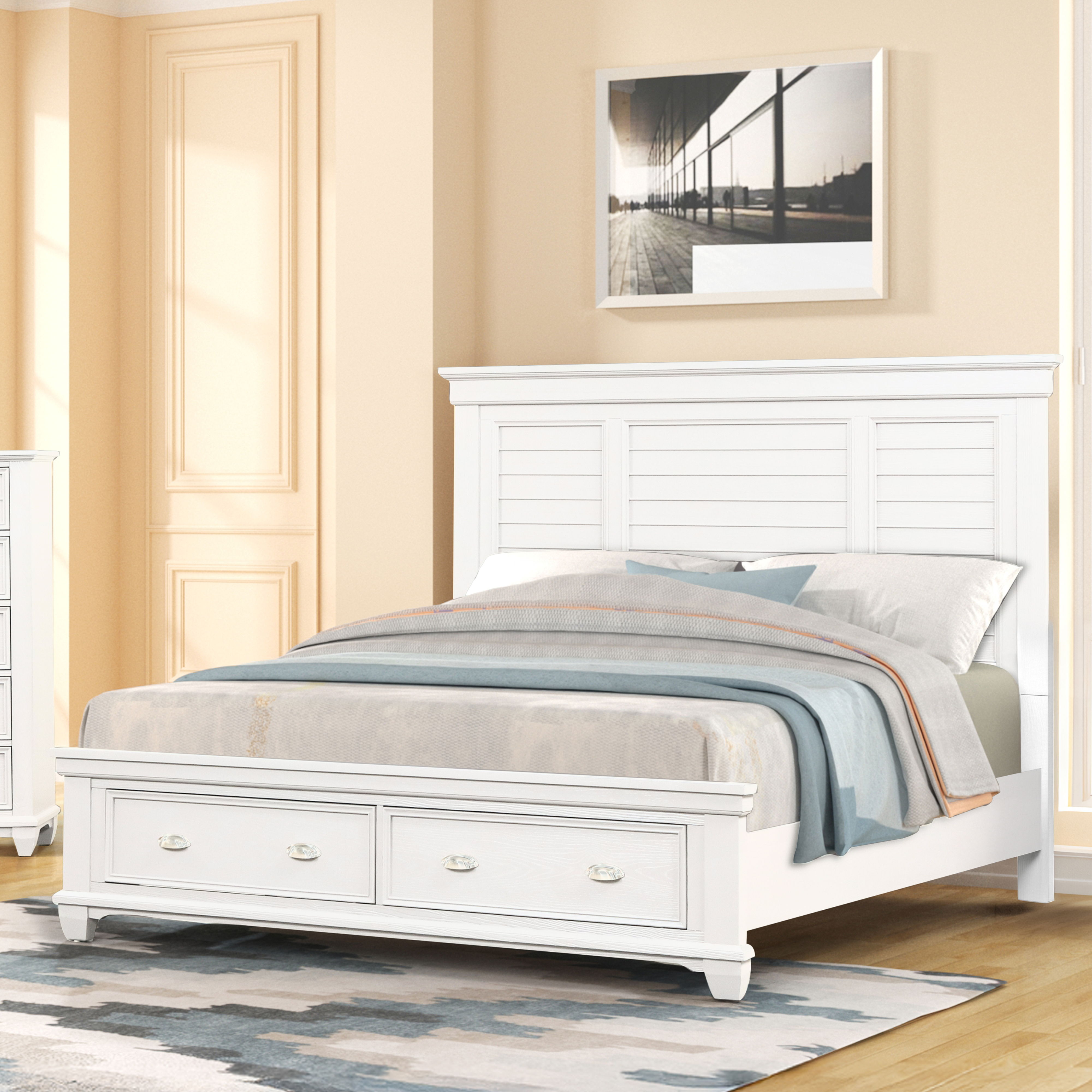 Jamestown - 6/0 California King Bed With Storage - White, white