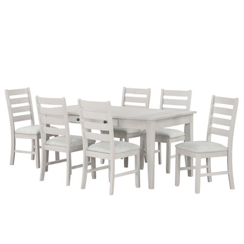 Echo - Dining Table And 6 Chairs - Driftwood, light gray