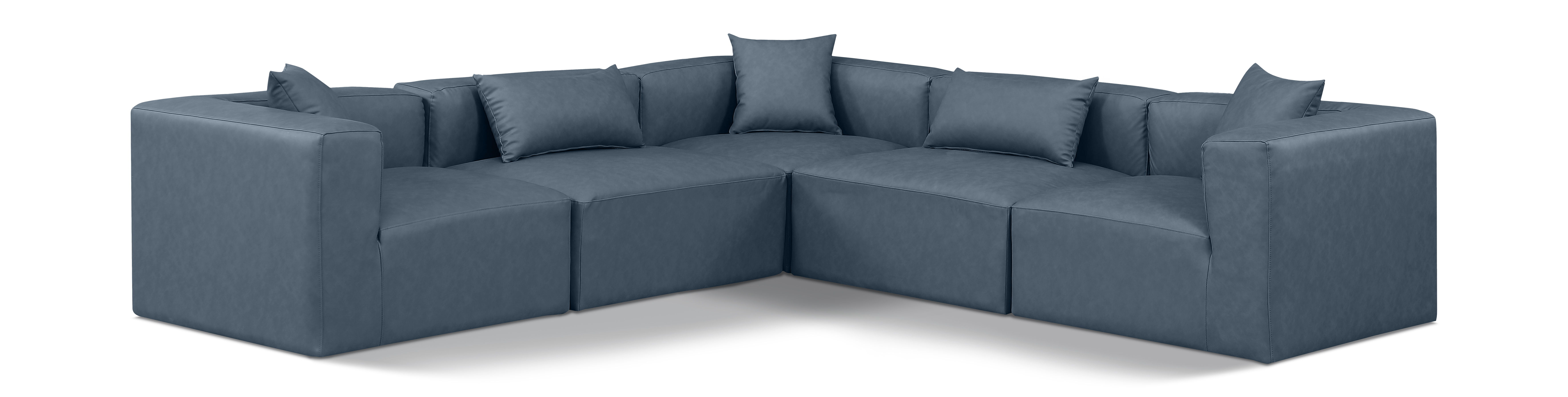 Cube - 5 Piece Modular Corner Sectional - Navy Blue