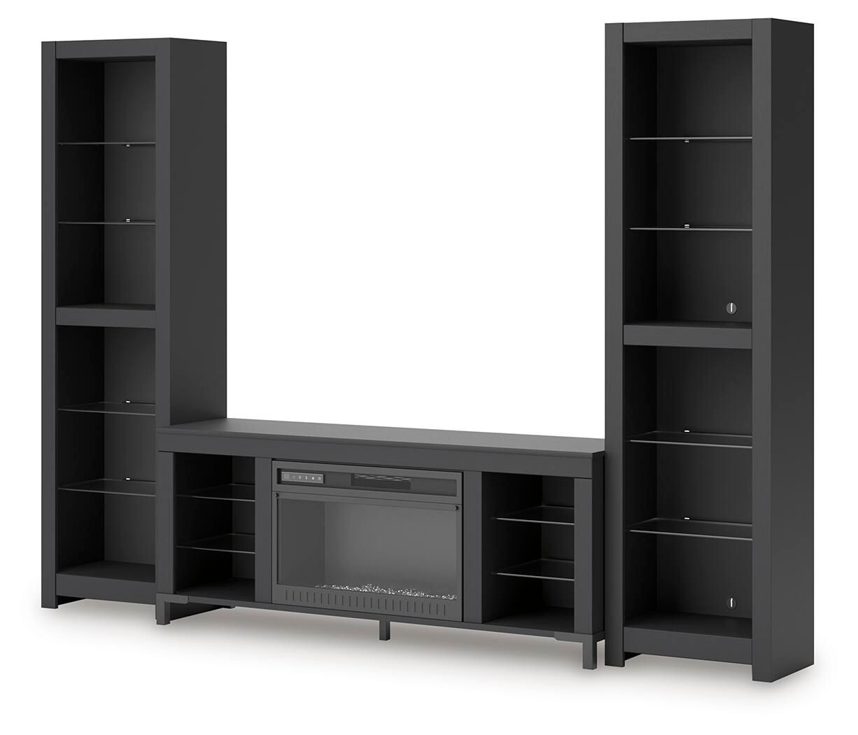 Ashley Furniture Cayberry - 3-Piece Entertainment Center With Electric Fireplace - Black - Image 3