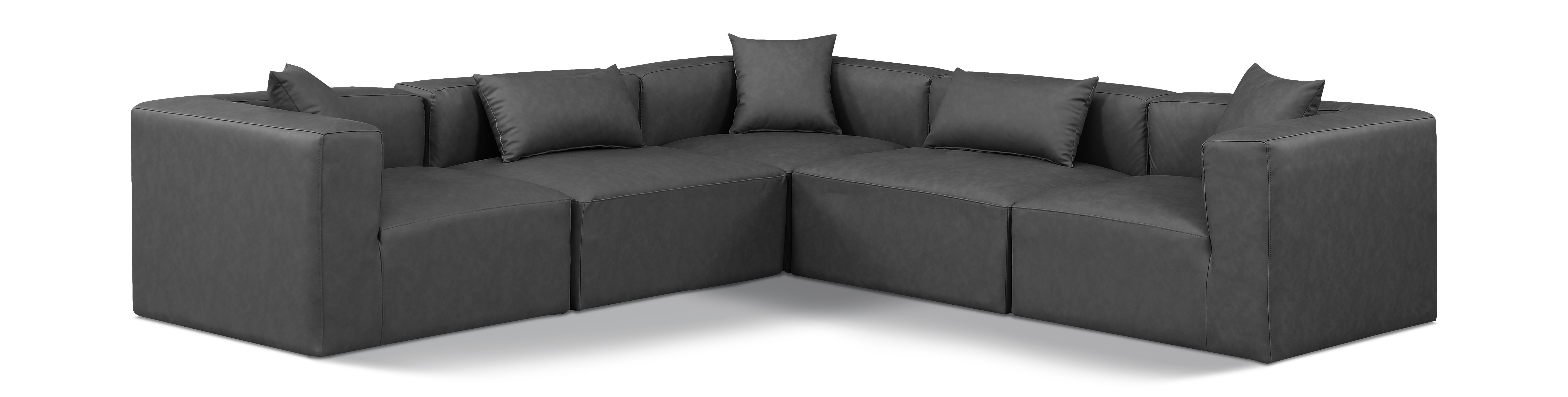 Cube - 5 Piece Modular Corner Sectional - Charcoal Gray