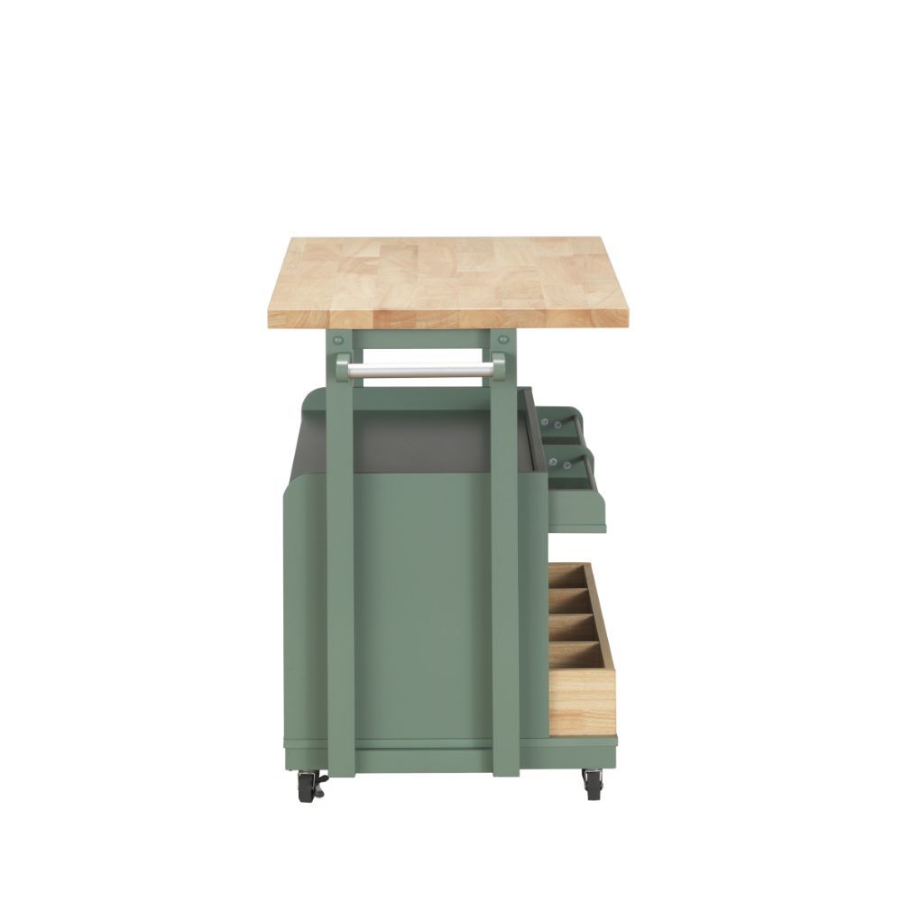 Harper - Kitchen Cart - Natural & Green, dark green, view 3