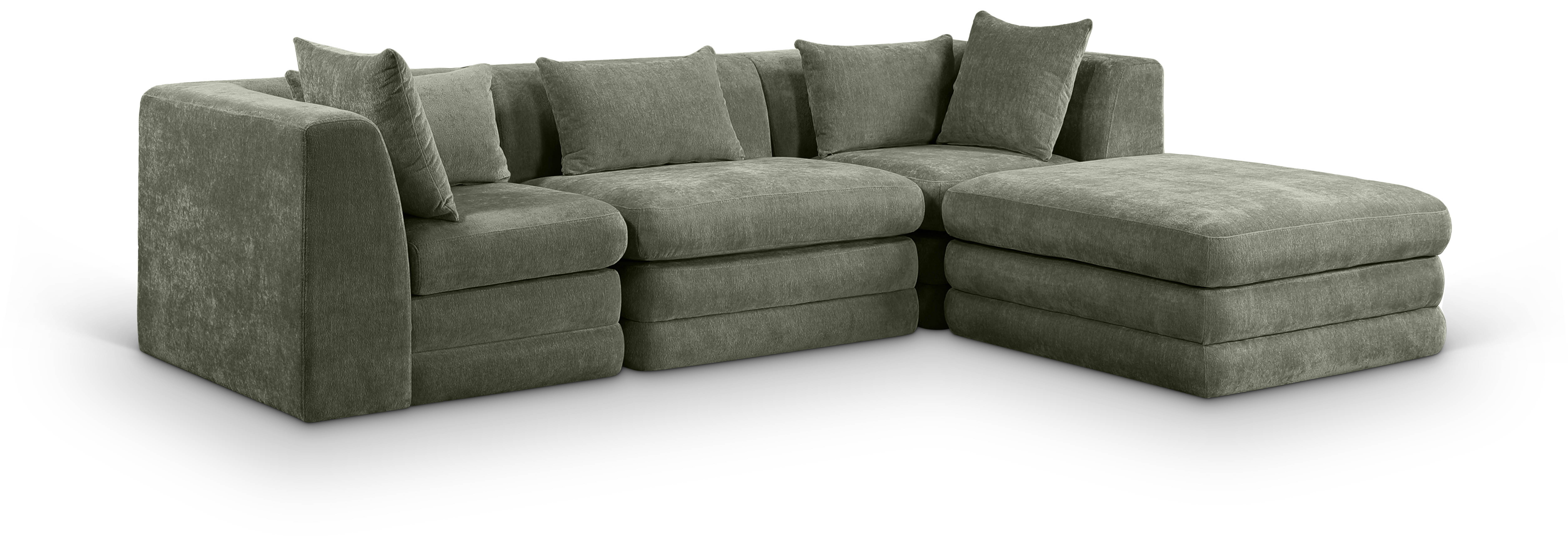 4 Pc · Chenille Fabric 114" Upholstered Modular Sectional