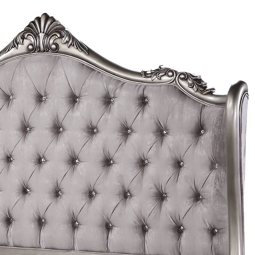 Ariadne - Queen Bed - Velvet & Antique Platinum, silver, view 5