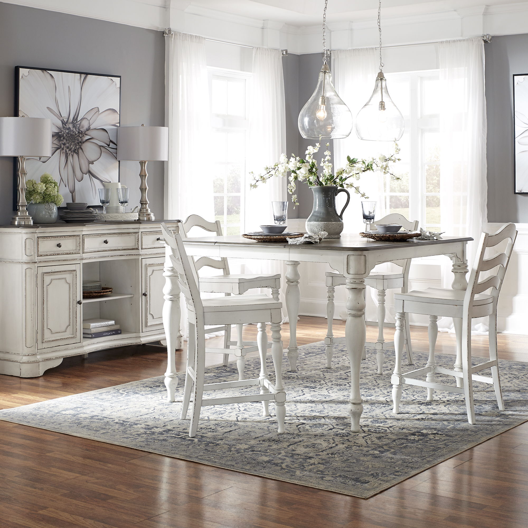 Liberty Furniture Magnolia Manor - 5 Piece Gathering Table Set - White