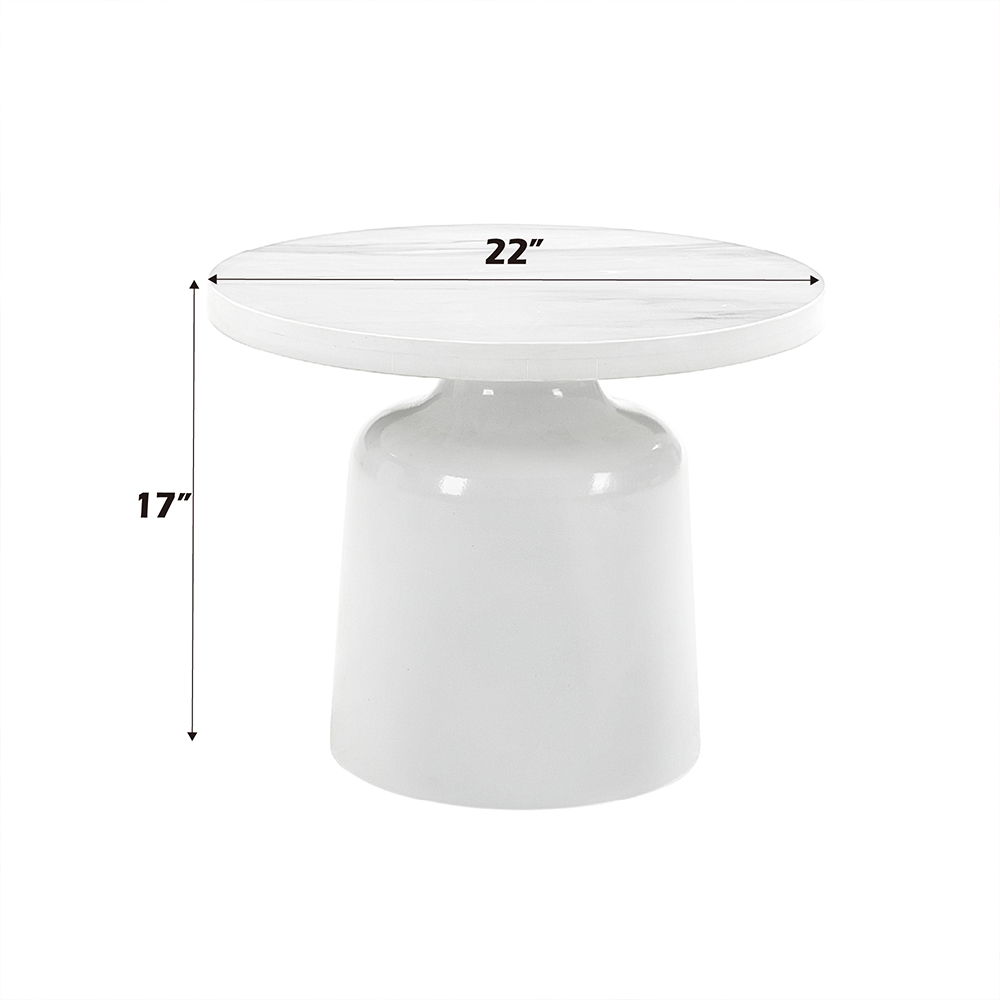 Zaid - End Table - Engineering Marble & White High Gloss, white, view 3
