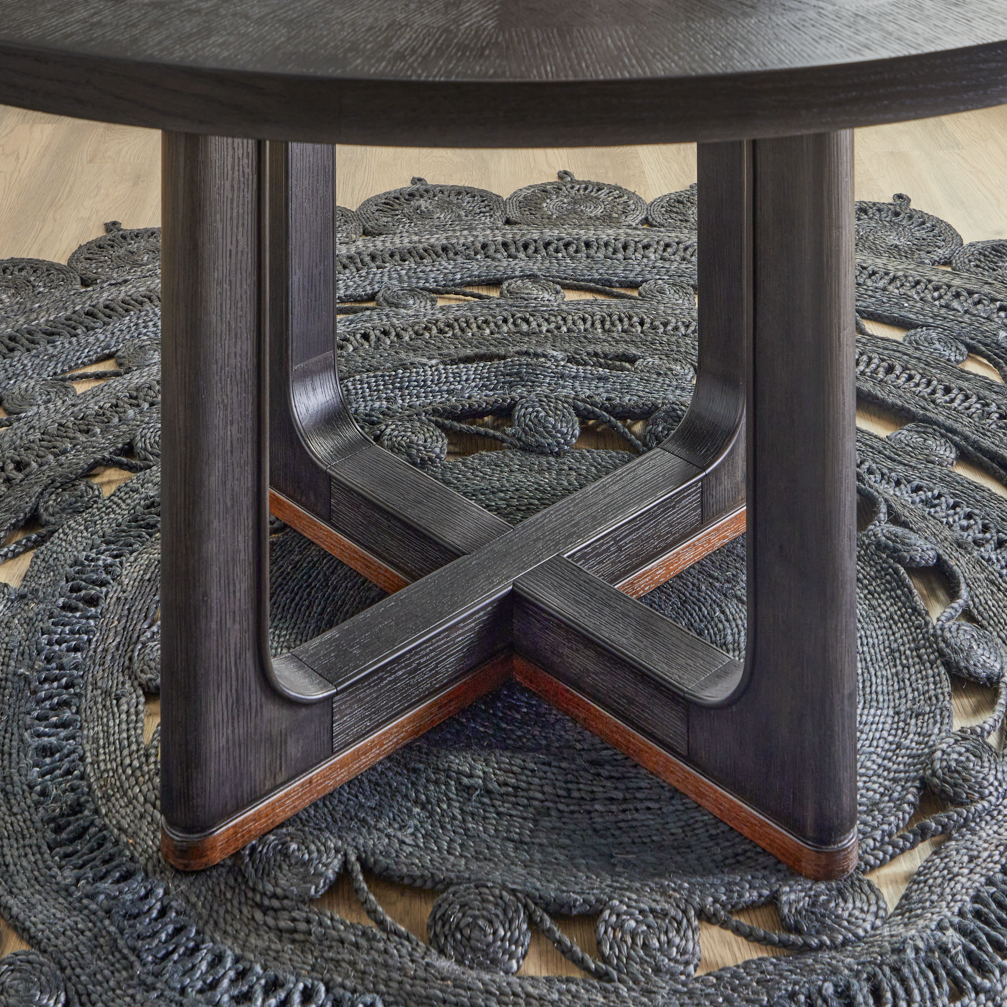Waterfall - Round Dining Table - Deep Ebony, black, view 6