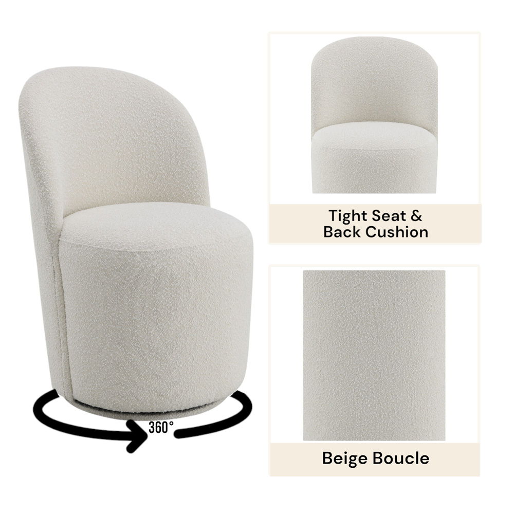 Hollis - Side Chair (Set of 2) - Beige Boucle, white, view 5