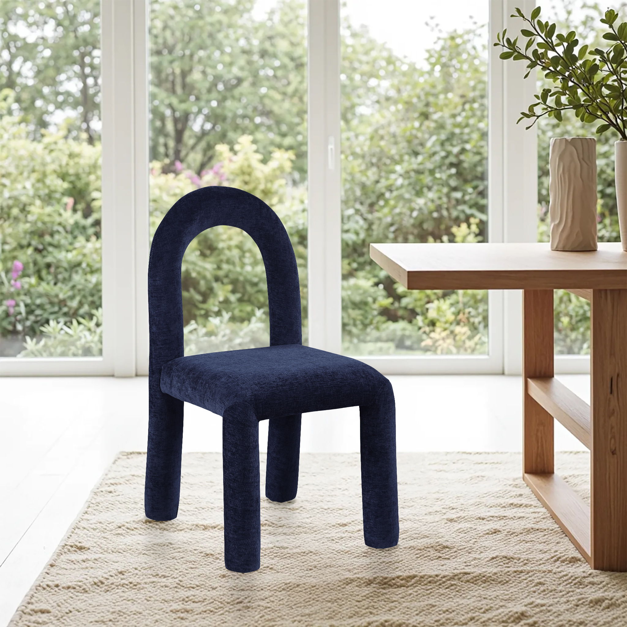 Amari - Chenille Fabric Dining Chair (Set of 2) - Navy