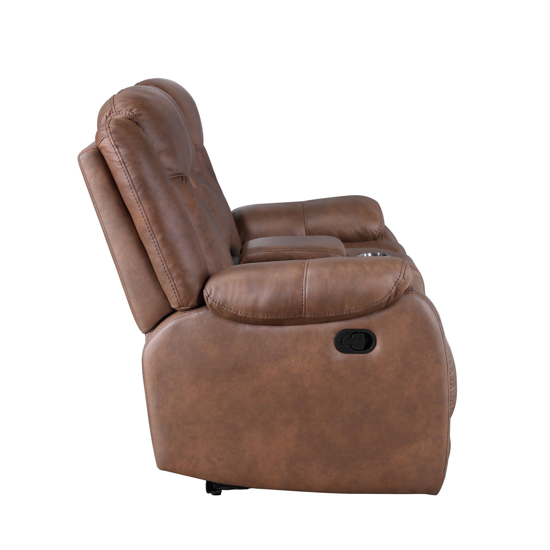 Morello - Console Loveseat With Dual Recliners - Brown, light brown, view 4