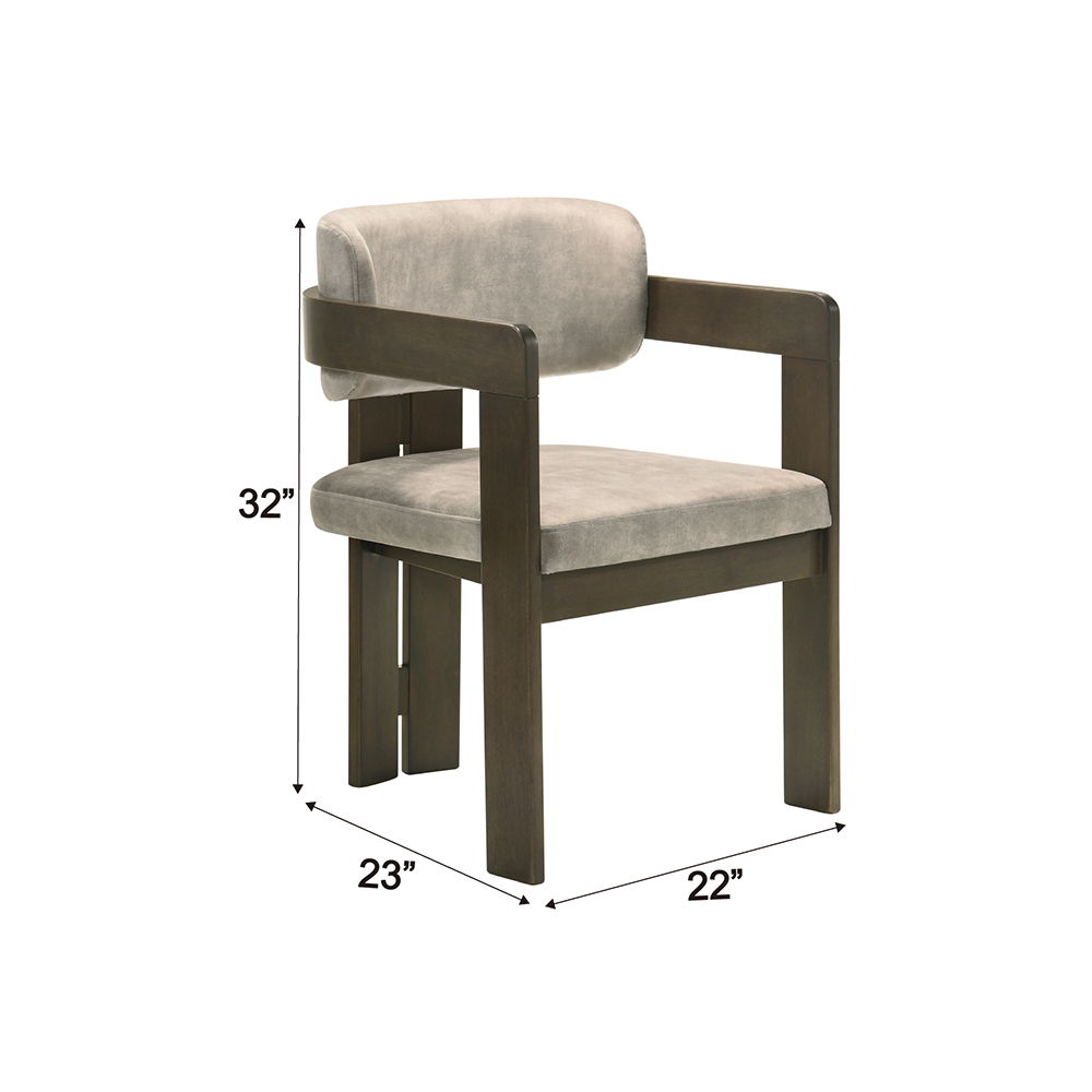 Destin - Side Chair - Light Gray Fabric & Walnut, gray, view 5