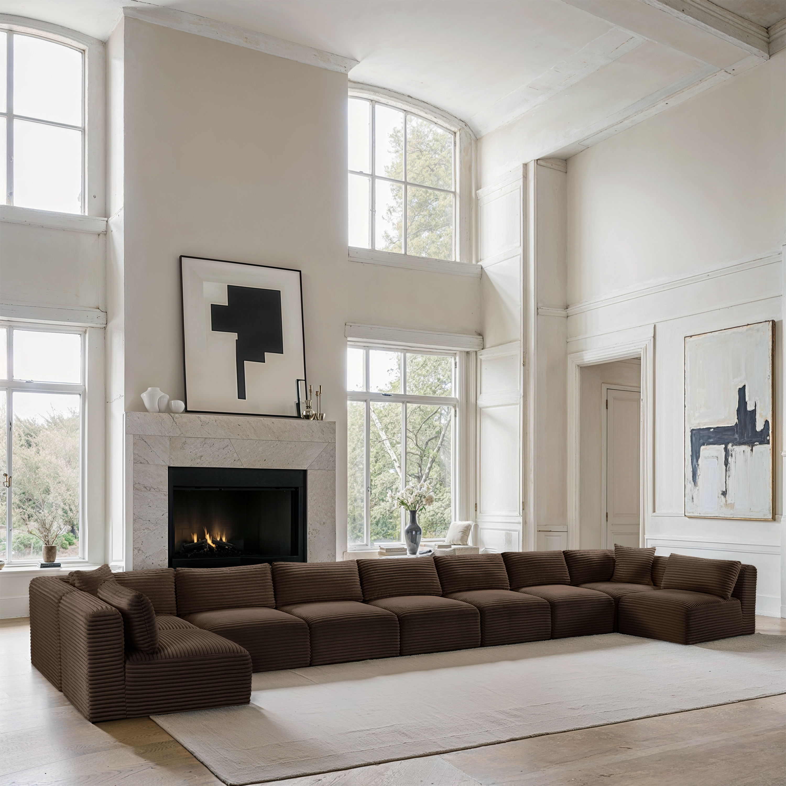 Shaggy - 9 Piece Modular Sectional - Brown