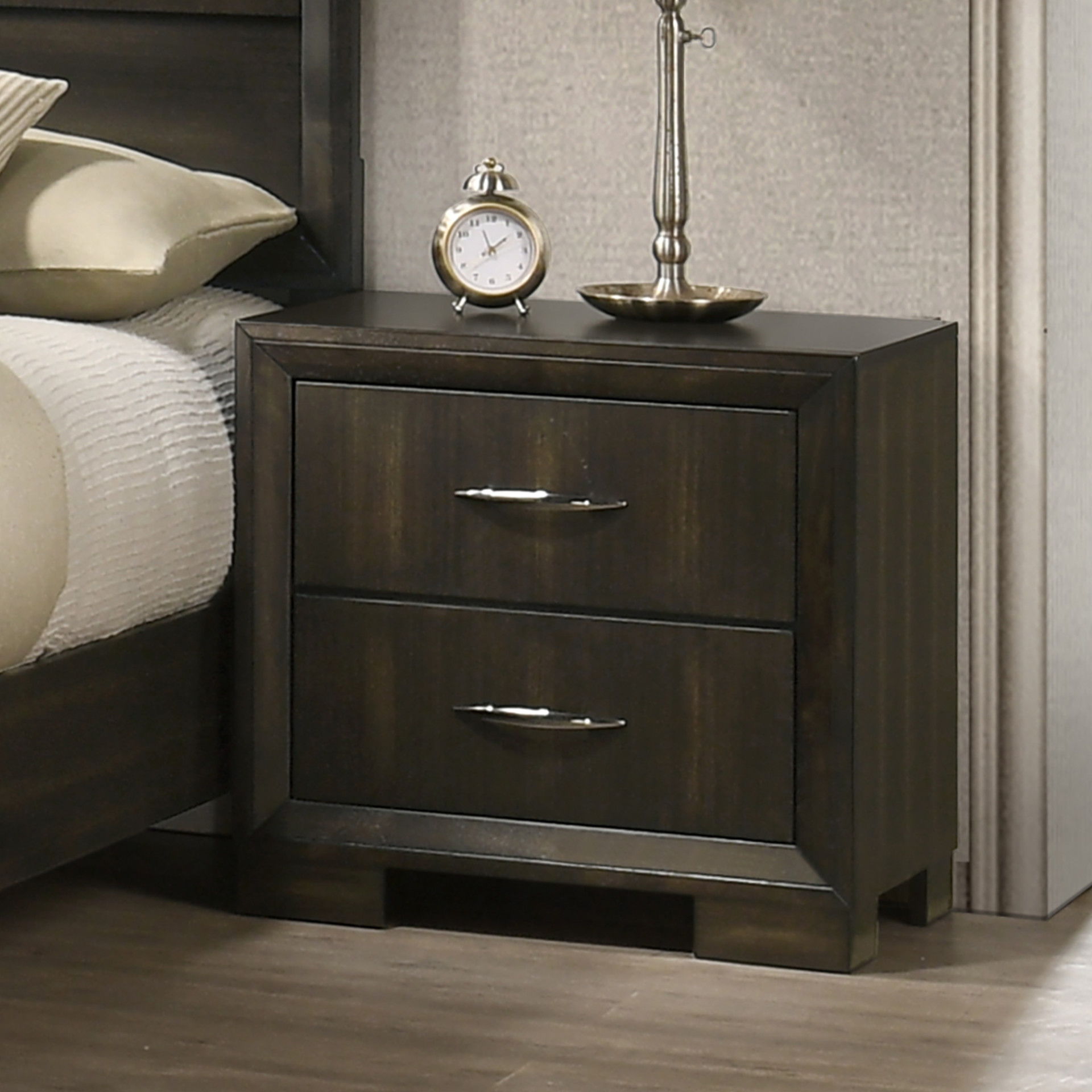 Langston - 2 Drawer Nightstand - Espresso, dark brown