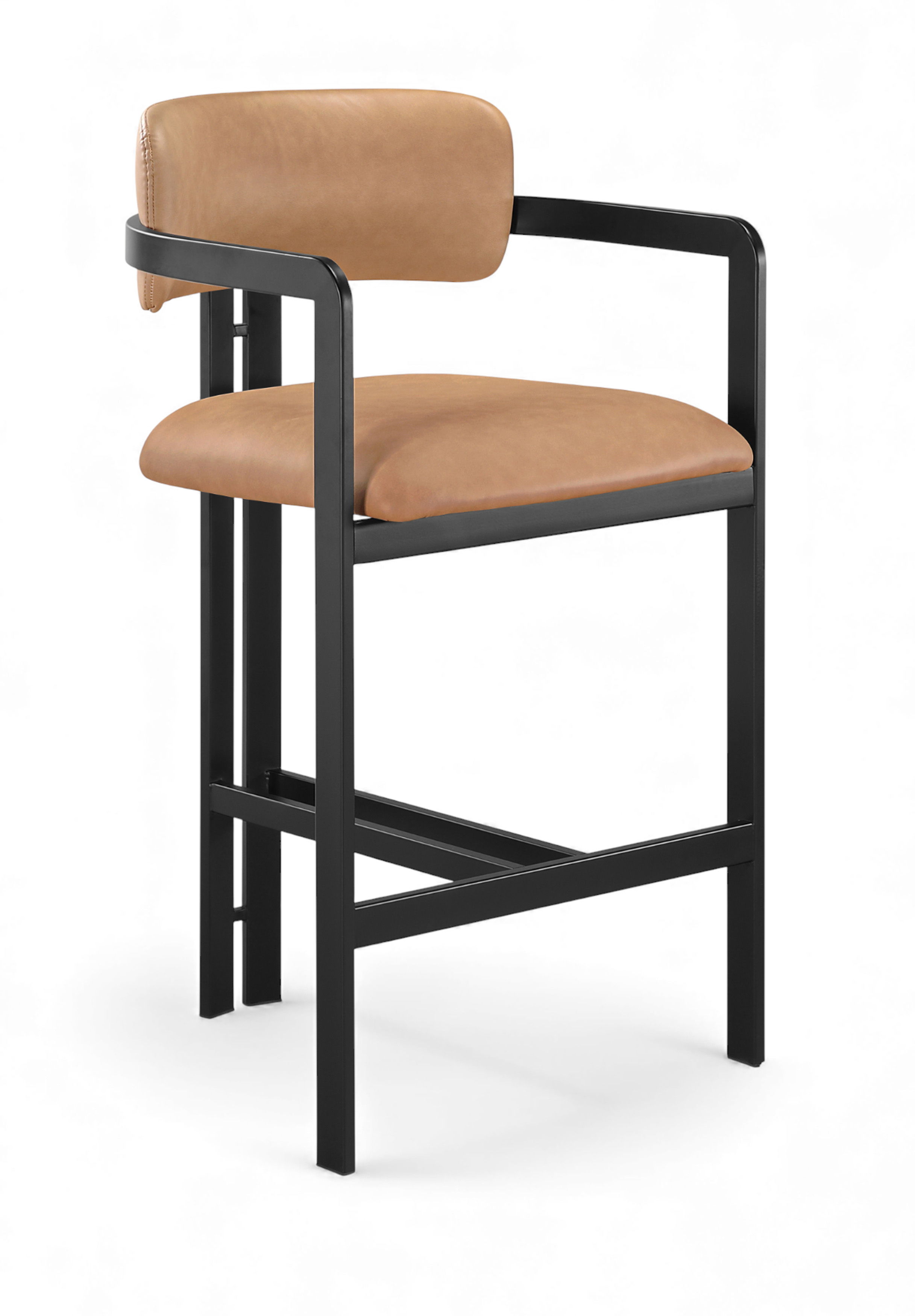 Aurum - Vegan Leather Upholstered Counter Stool - Cognac