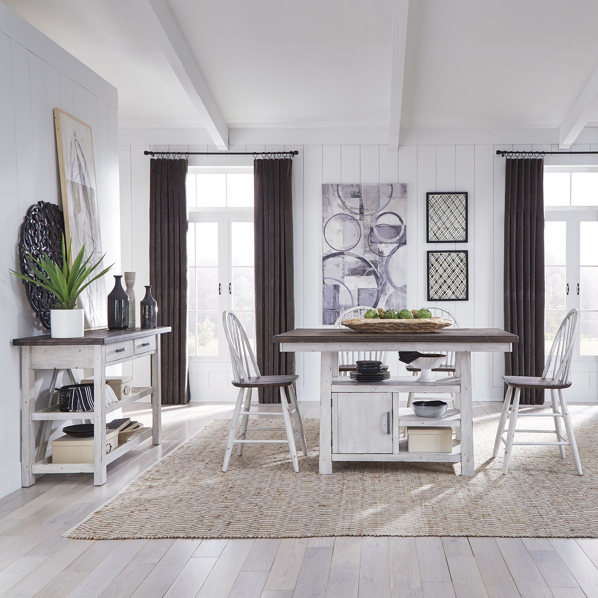 Liberty Furniture Farmhouse - 5 Piece Gathering Table Set - White