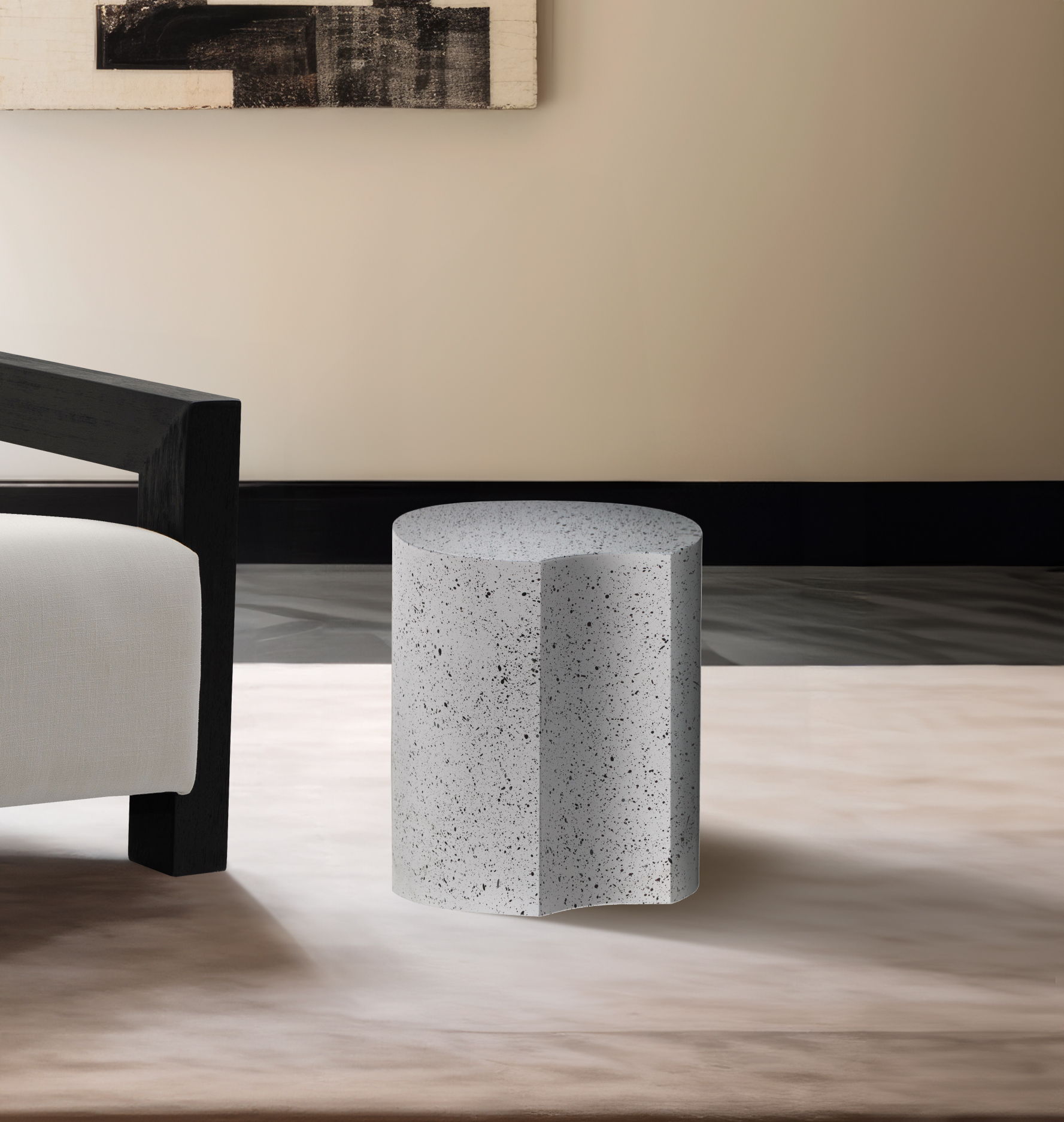 Dimple - 16" End Table - White Terazzo