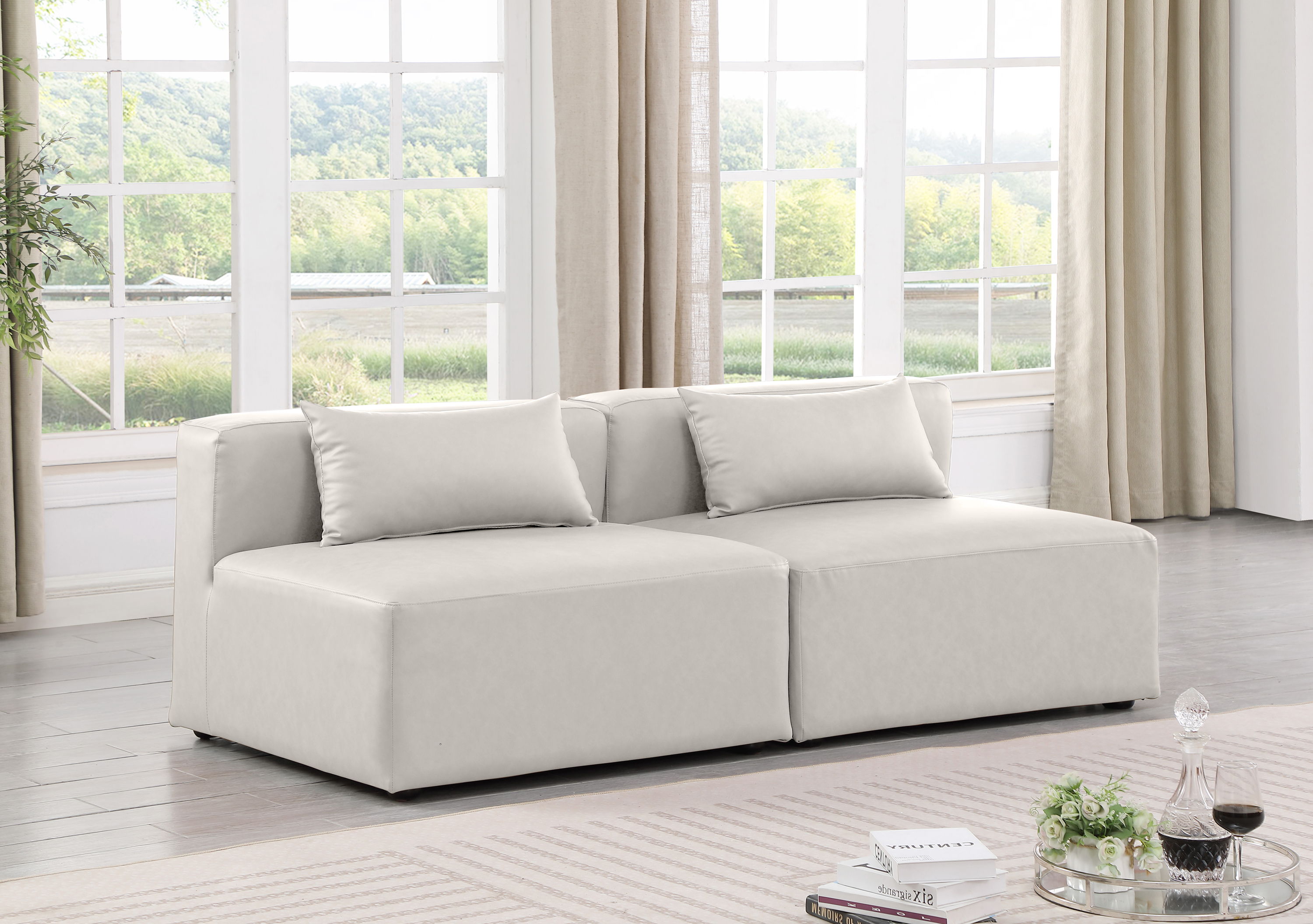 Cube - Modular 2 Piece Armless Sofa - White