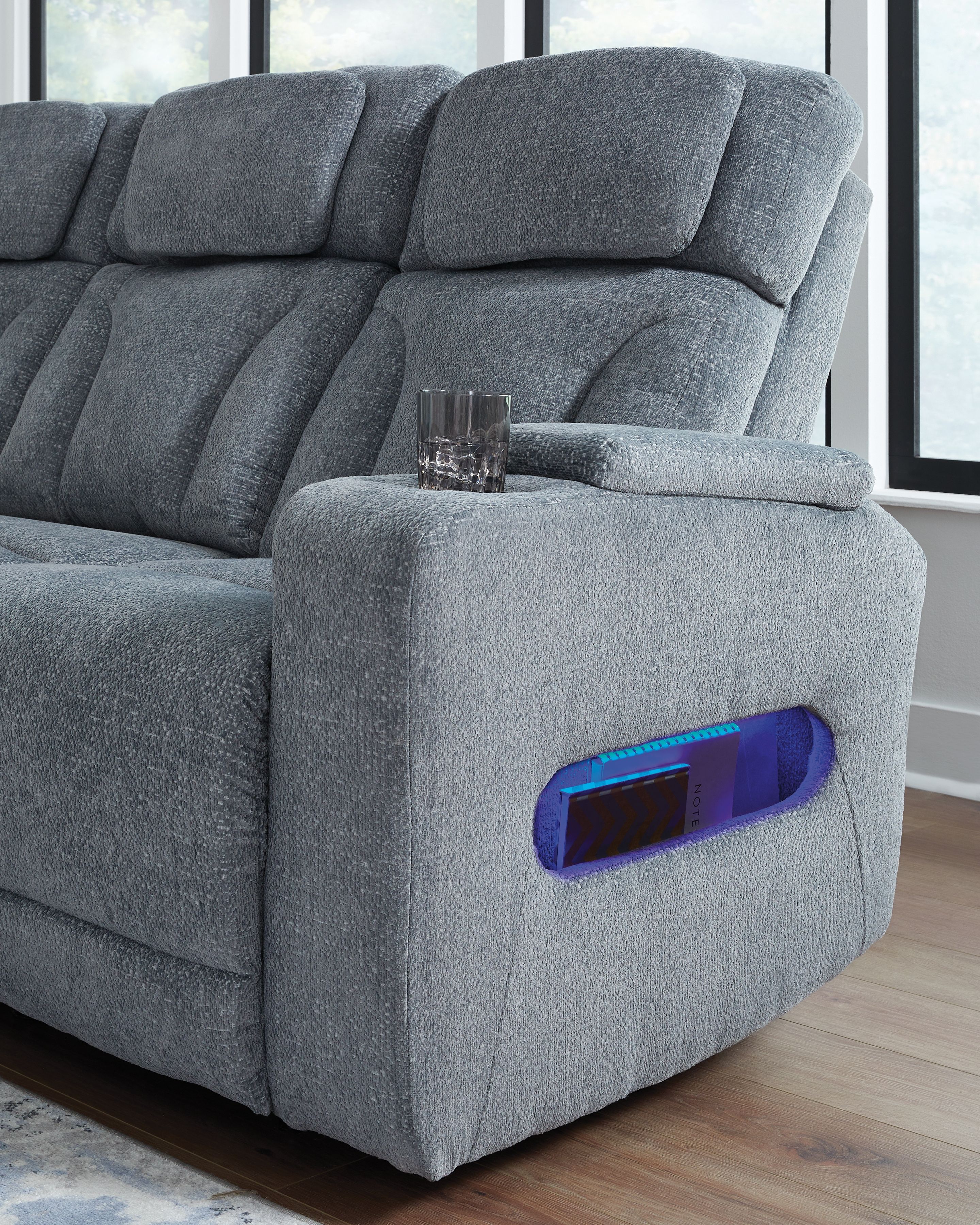 Ashley Furniture Studio Cave - Power Reclining Sofa - Steel - Image 10