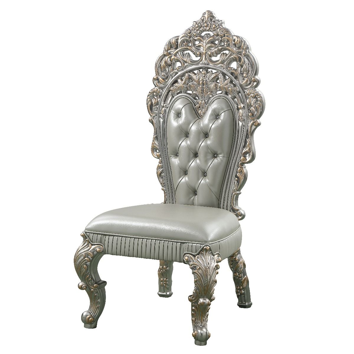 Sandoval - Side Chair (Set of 2) - Beige Synthetic Leather & Champagne, beige