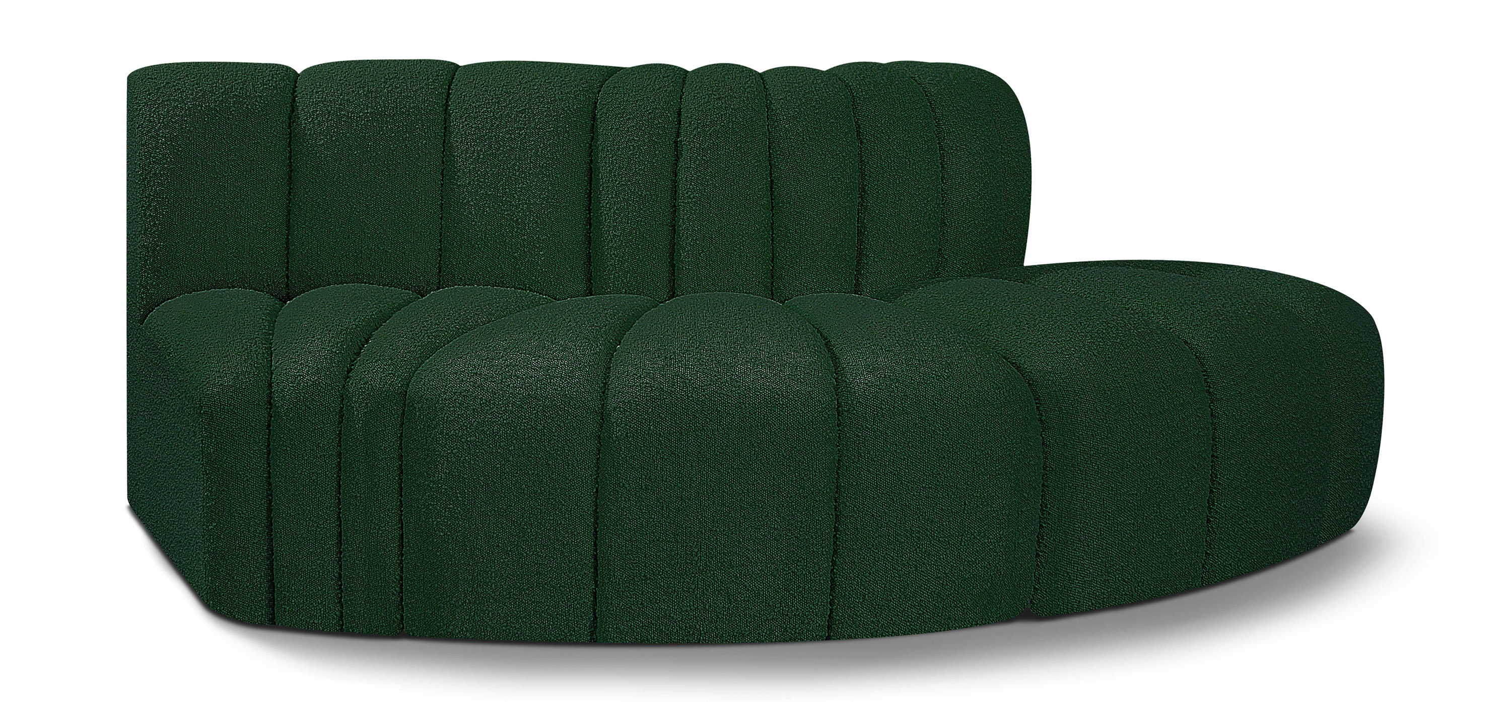 Arc - Boucle Fabric 3 Piece Modular Sofa - Green