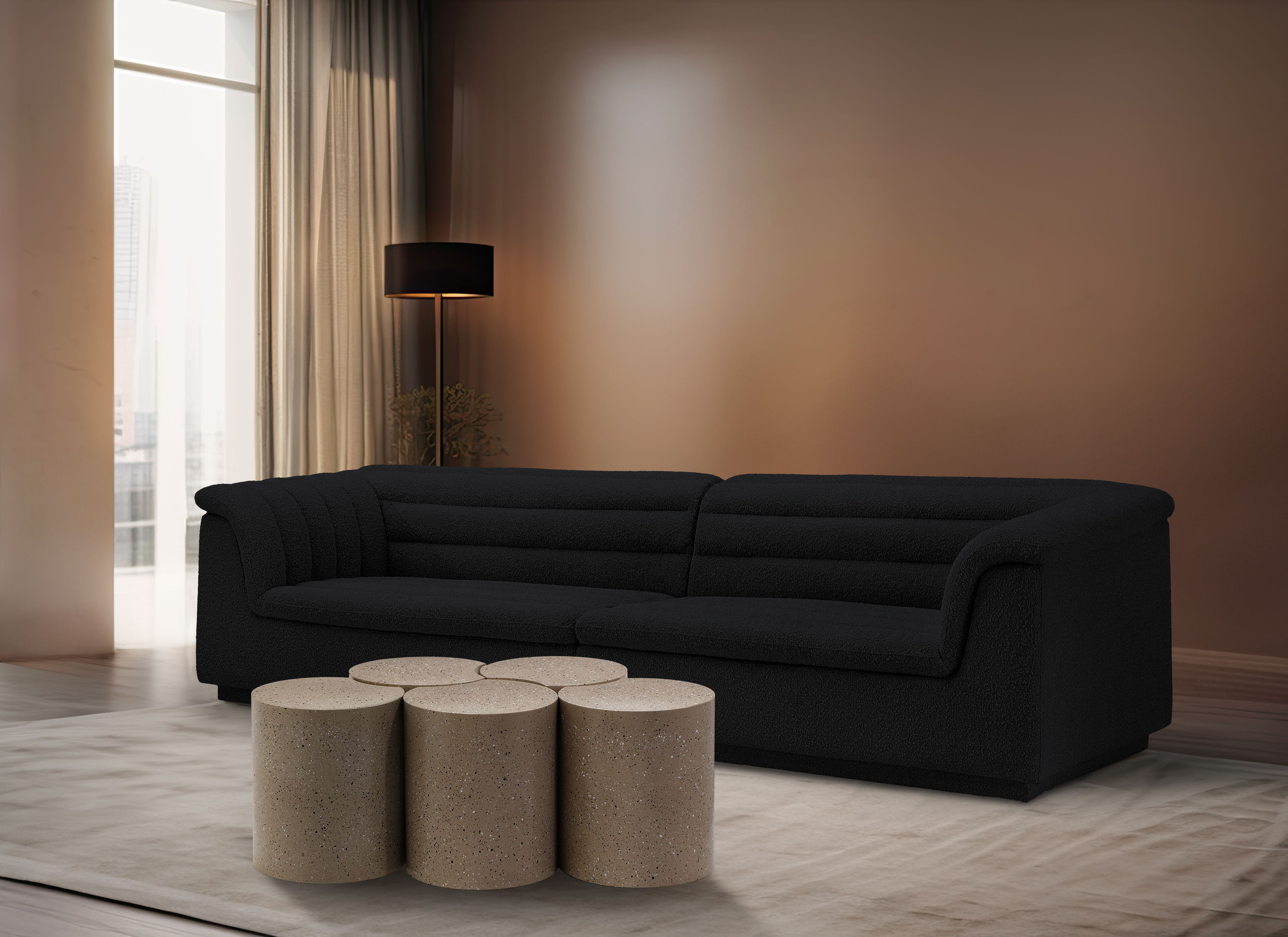 Dimple - 20" 5 Piece Modular Coffee Table - Taupe Terazzo