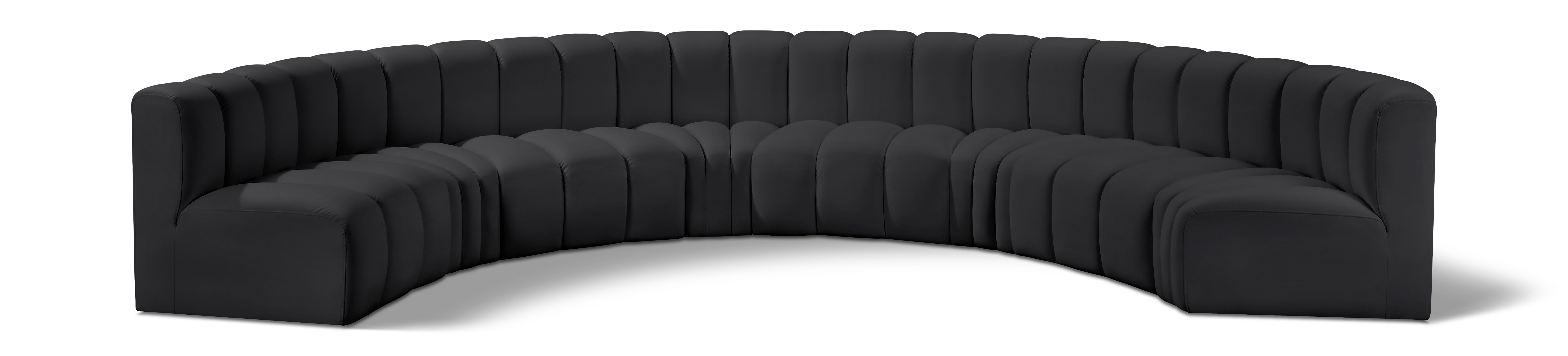 Arc - Faux Leather 8 Piece U-Shaped Modular Sofa - Black