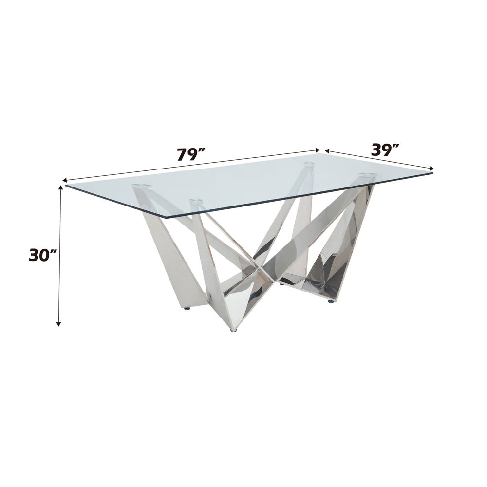 Dekel - Dining Table - Clear Glass Top & Stainless Steel, silver, view 5