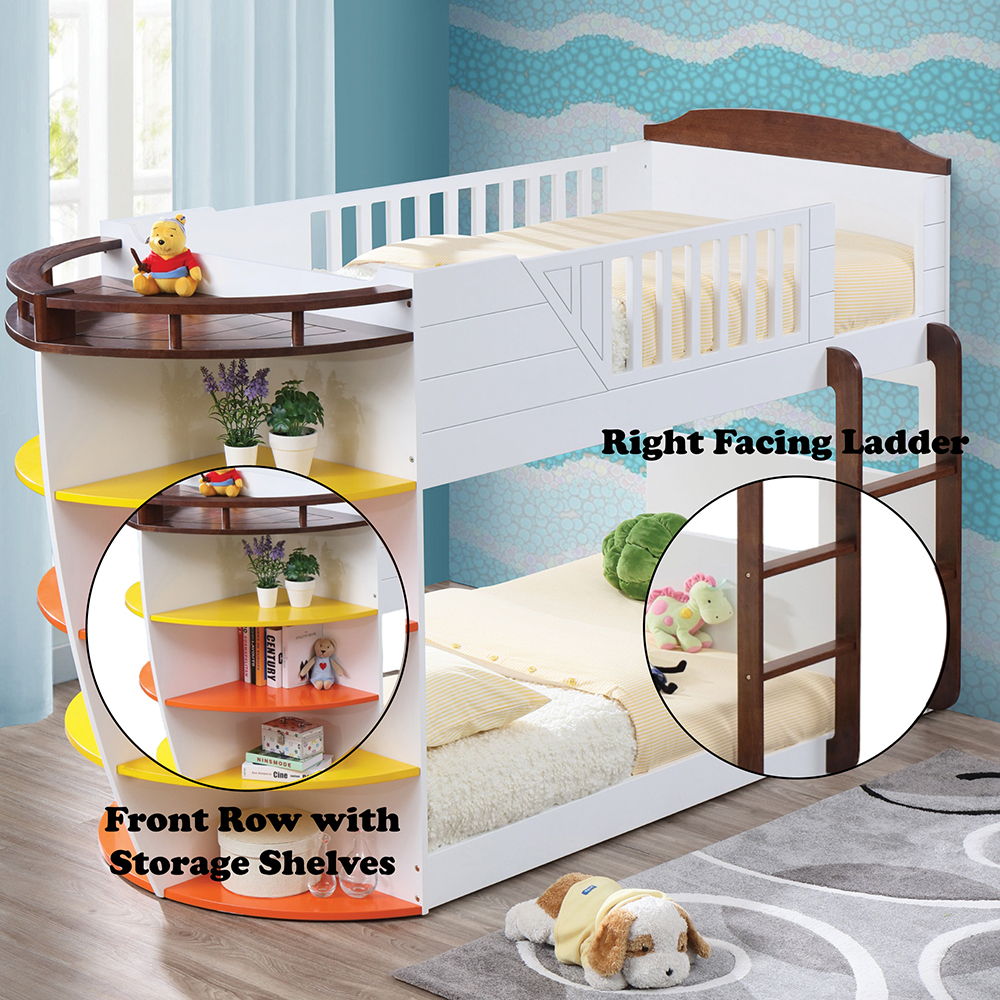 Neptune - Twin Over Twin Bunk Bed - White & Chocolate, white, view 4