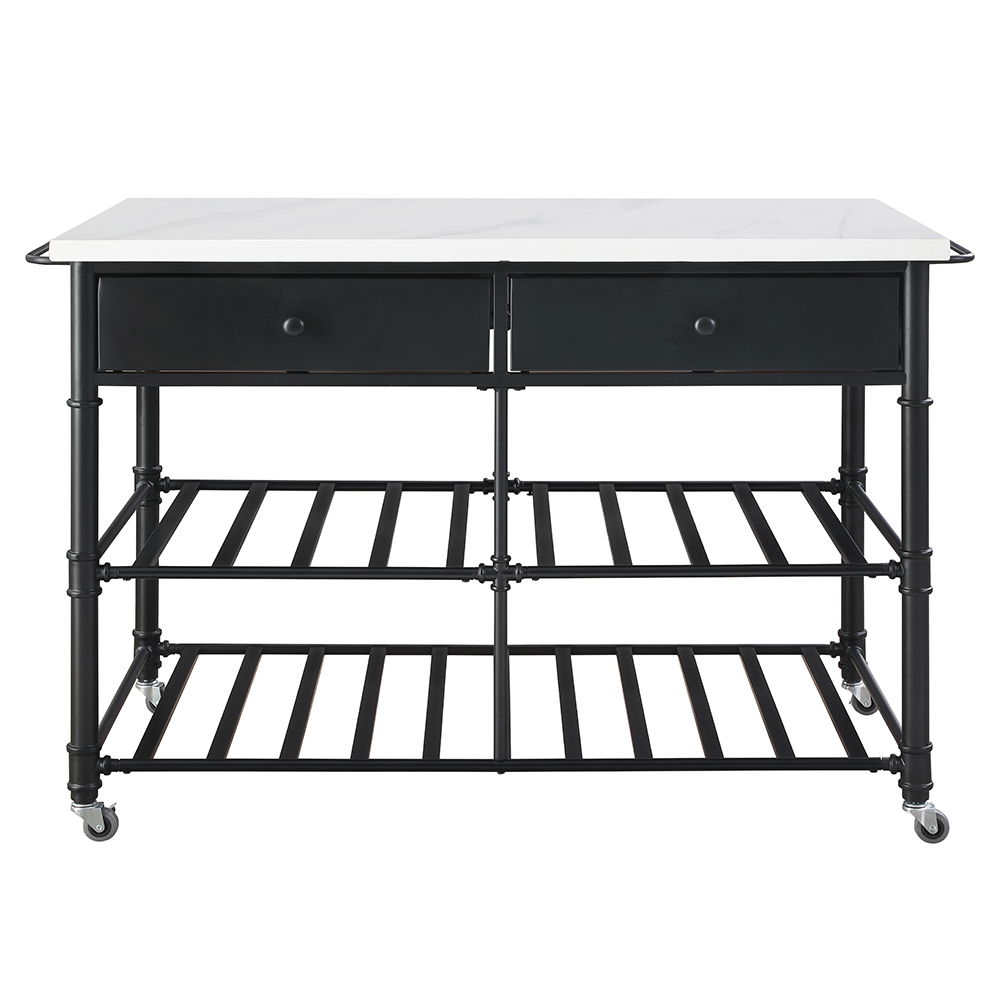Emery - Kitchen Island - White Cultured Marble Top & Gray, white, view 4