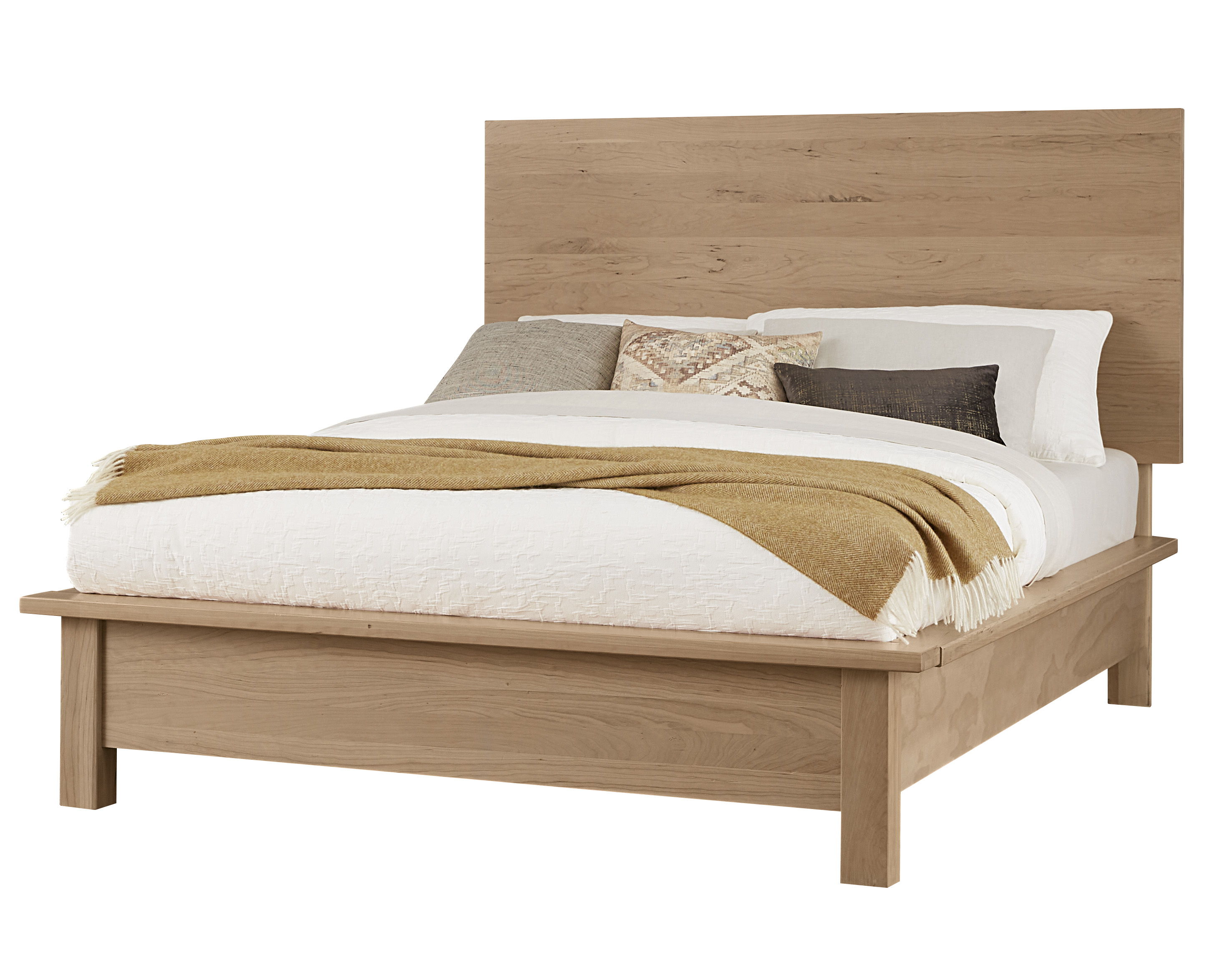 Vaughan-Bassett Crafted Cherry - Ben's King Plank Bed With Terrace Footboard - Bleached Cherry